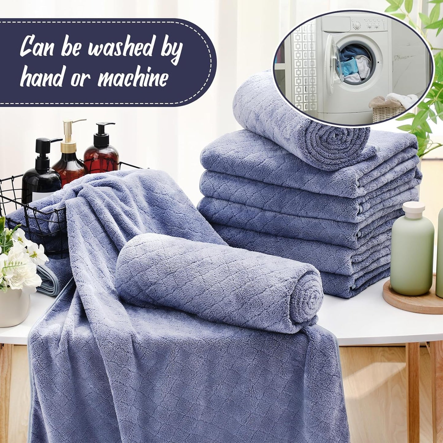 16 Pack Microfiber Bath Towels Bulk 27'' x 60'' Oversized Size Bath Towel Highly Absorbent Extra Large Soft Drying for Shower Beach Salon Winter Sport Spa Gym (Diamond,Light Grey)