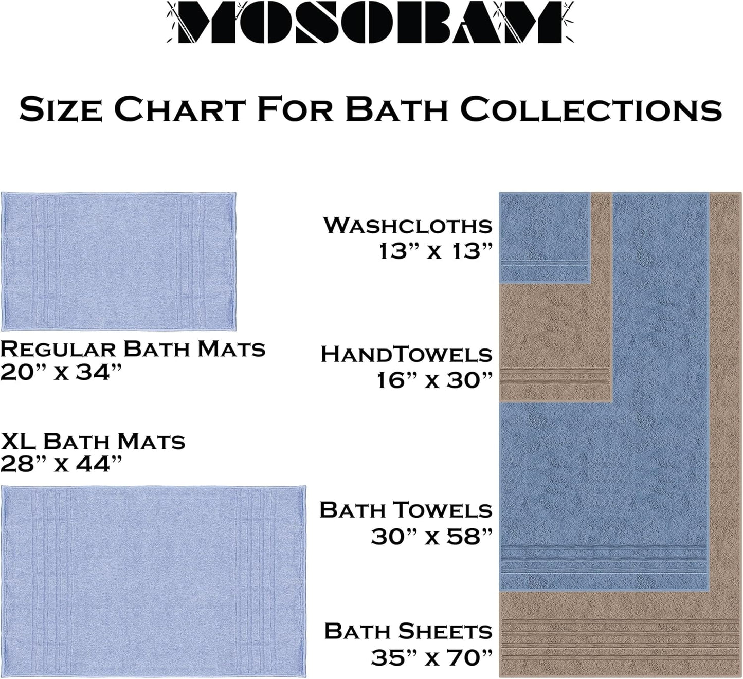 Mosobam Luxury Turkish Set of 2 Hand Towels 16X30 Light Grey (Gray) 700 GSM Bamboo Viscose & Aegean Turkish Combed Cotton