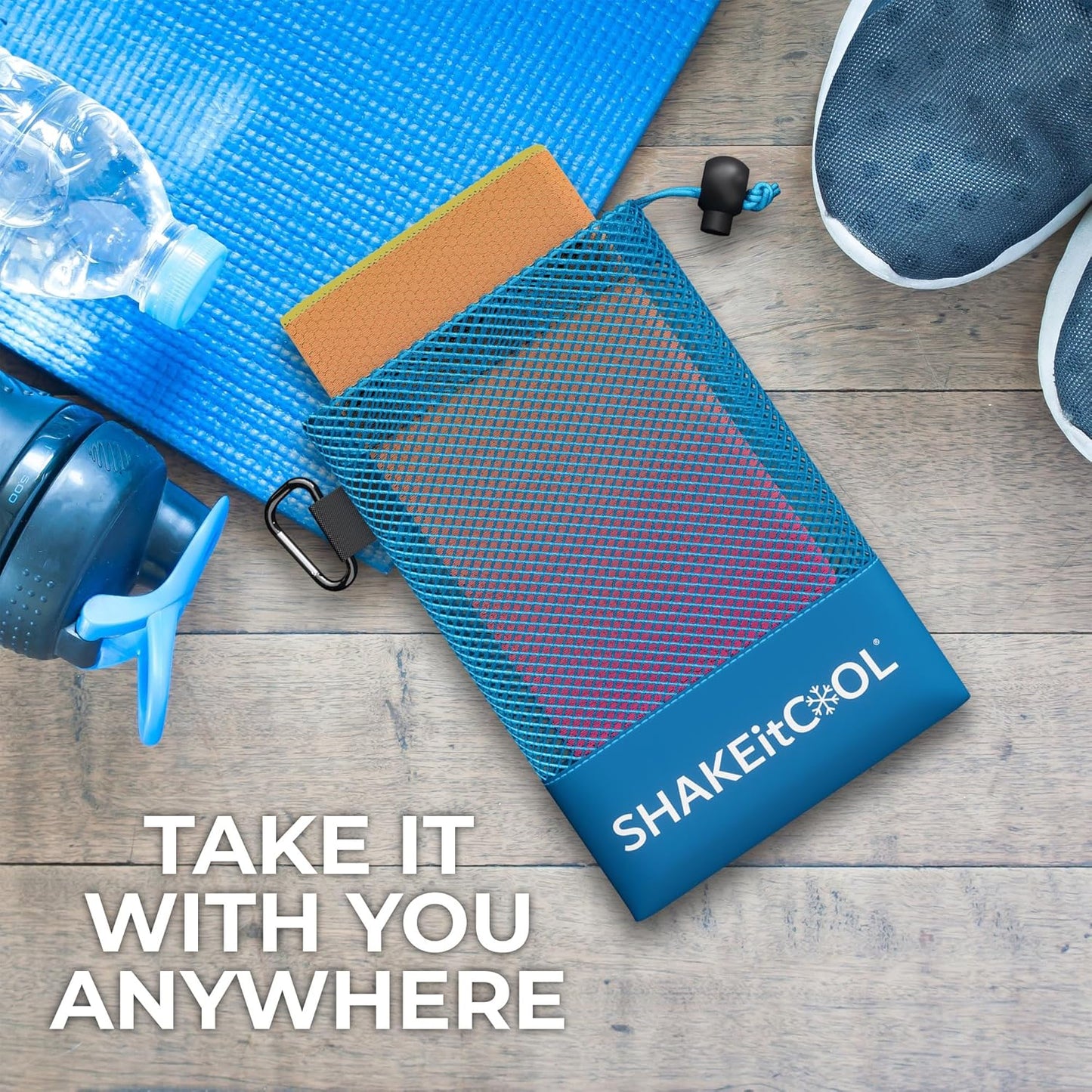 SHAKEitCOOL Extended Size Cooling Towel – Be Cool in Style - Heat Relief, Soft, Lightweight, Sun Protection, Easy Clean - Perfect for Biking, Hiking, Running, Yoga, Golf - Pink Orange Ombre M