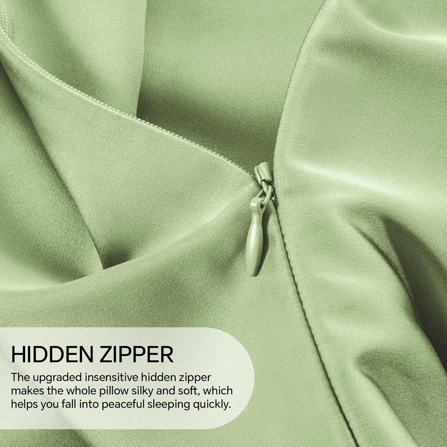 INFIIXSO Mulberry Silk Pillow Cases King Size Set of 2, Silk Pillowcase with Hidden Zipper 20"x36", Extraordinary Smooth and Soft Pillow Case for Hair and Skin(Sage Green, 2 Pack)