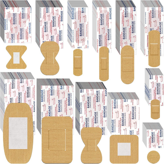 BBTO Assorted Styles Flexible Fabric Adhesive Bandages Small Breathable Fingertip Bandages Cloth Elastic Knuckle Bandages Various Sizes Spot Bandage for First Aid and Wound Care(360 Pcs)