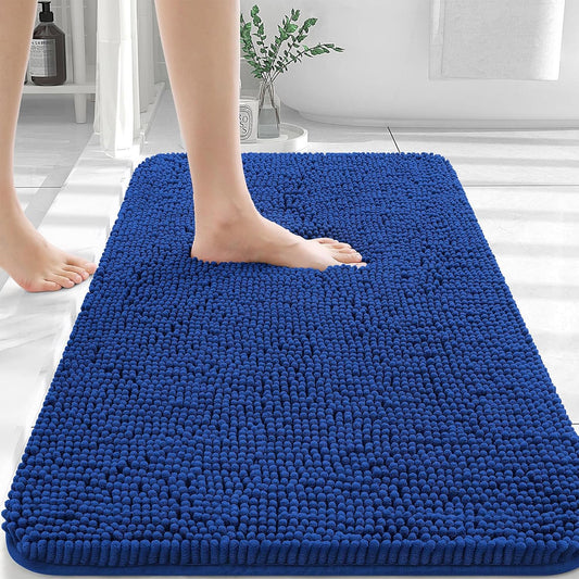 OLANLY Bathroom Rugs 30x20, Extra Soft Absorbent Chenille Bath Rugs, Rubber Backing Quick Dry, Machine Washable Bath Mats for Bathroom Floor, Tub and Shower, Home Decor Accessories, Royal Blue