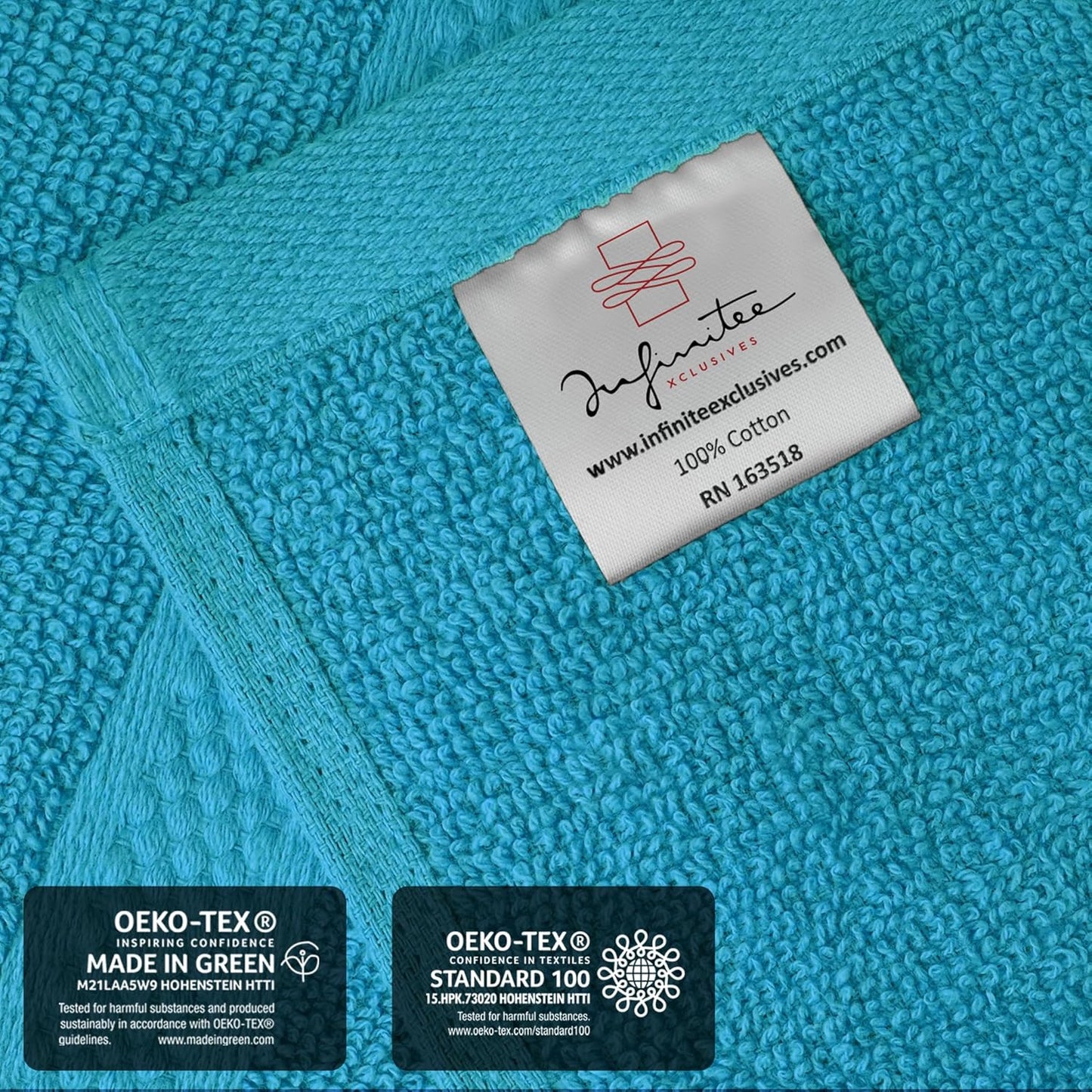 Infinitee Xclusives Teal Hand Towels for Bathroom - Set of 6 (16x28 inches) 600 GSM, 100% Cotton Ultra Soft, Quick Drying, Hotel Quality Hand Towel Set (Serene Teal)
