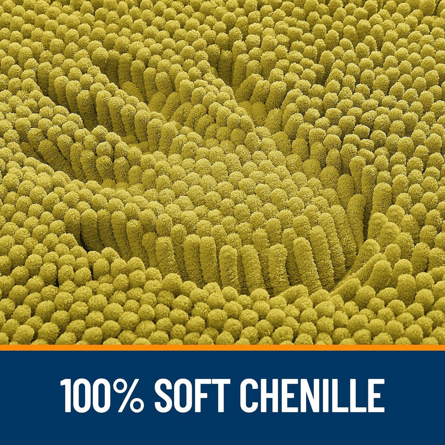 OLANLY Bathroom Rugs 36x24, Extra Soft Absorbent Chenille Bath Rugs, Rubber Backing Quick Dry, Machine Washable Bath Mats for Bathroom Floor, Tub and Shower, Home Decor Accessories, Deep Mustard