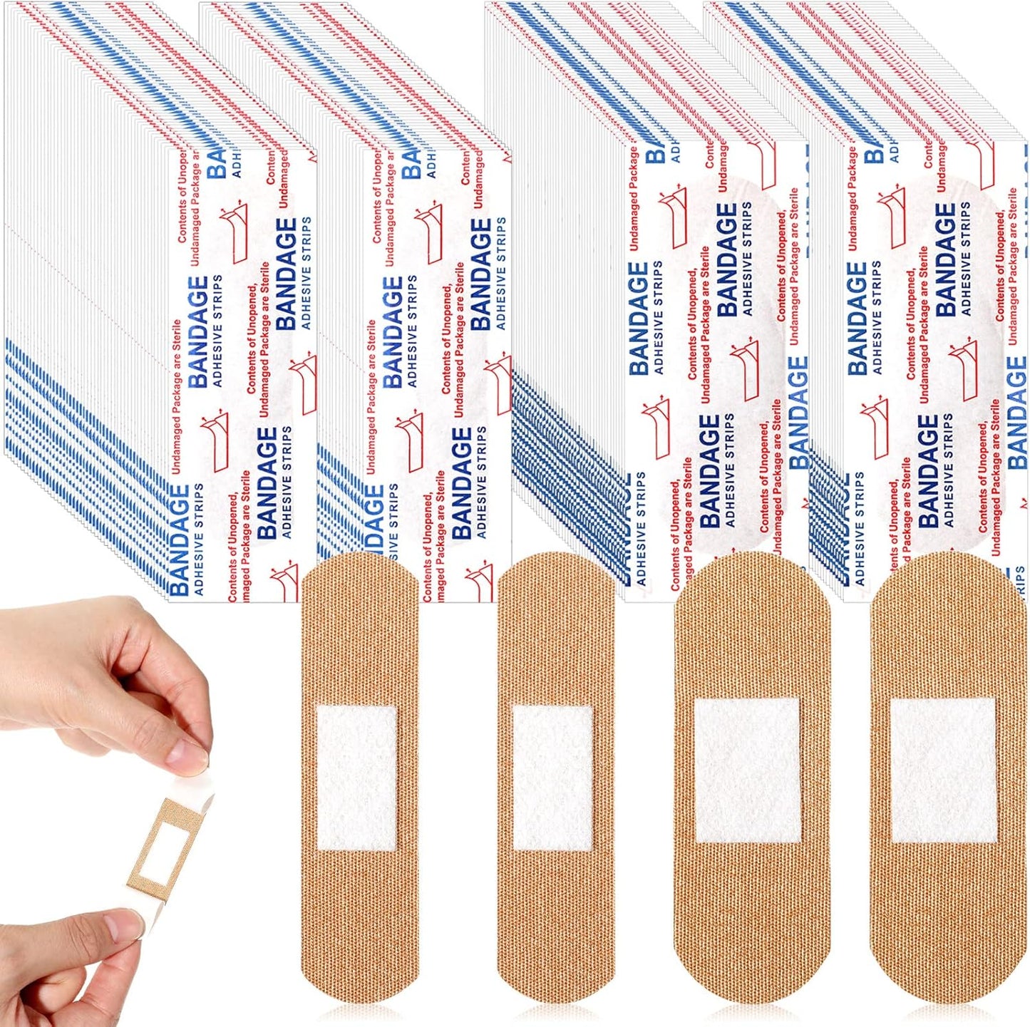 400 Pcs Flexible Fabric Adhesive Bandages Bulk Assorted Breathable Bandages for Finger Wound Family First Aid Skin Wrap(2 Styles)