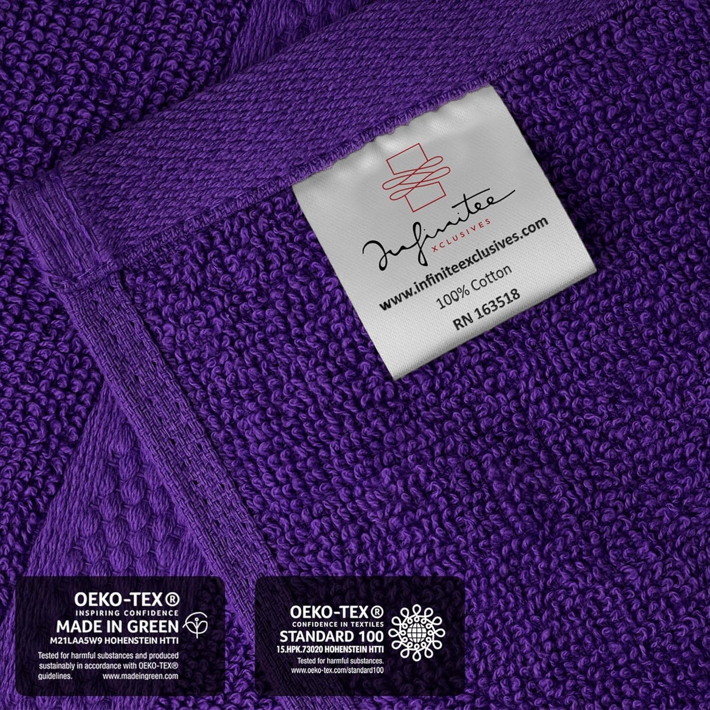 Infinitee Xclusives Luxury Wash Cloths for Showering [13x13] – 100% Cotton Washcloths [Pack of 4], Soft and Absorbent Face Towels for Bathroom Wash Clothes, Gym, and Spa (Profound Purple)