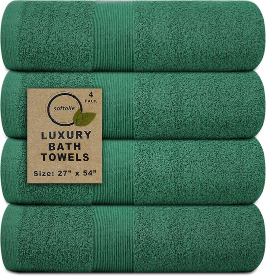 Softolle Luxury Bath Towels Set of 4 (27” x 54”) | Towels for Bathroom | Super Soft | Highly Absorbent Towels for Home, Spa, Gym (Dusty-Green)