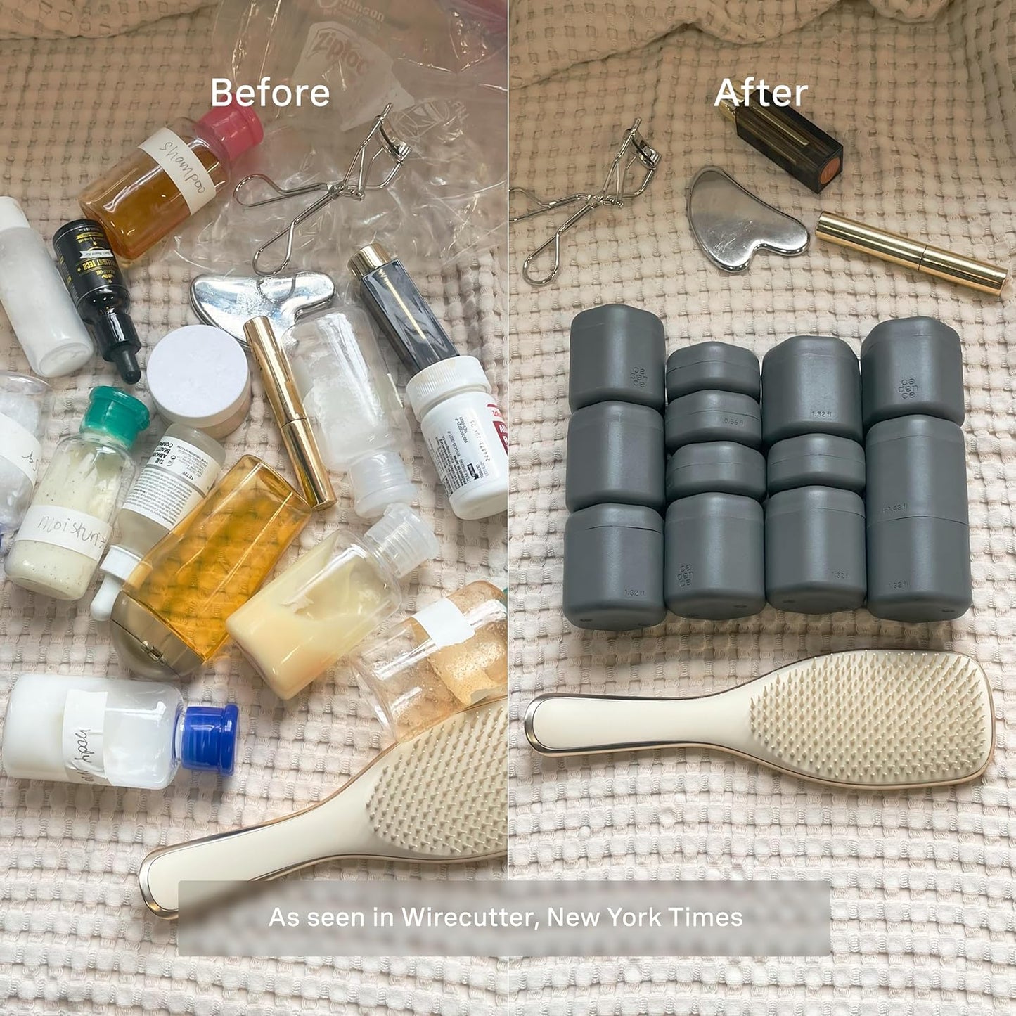 Cadence Travel Containers Basic Skincare Set - Magnetic Containers with Lids,Carry On Travel Essentials For Women/Men - 3 Small Capsules (0.56oz) - Cleanser, Moisturizer & Sun-Icon Labels - Charcoal