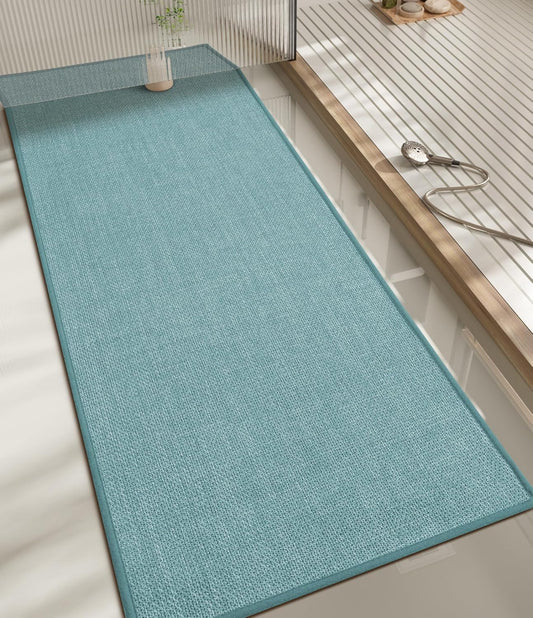 chakme Bathroom Rugs Mat 59x17, Ultra Thin Non Slip Bath Mat Runner Quick Dry Absorbent Bath Mat for Bathroom Floor, (Light Blue, 59"x17")