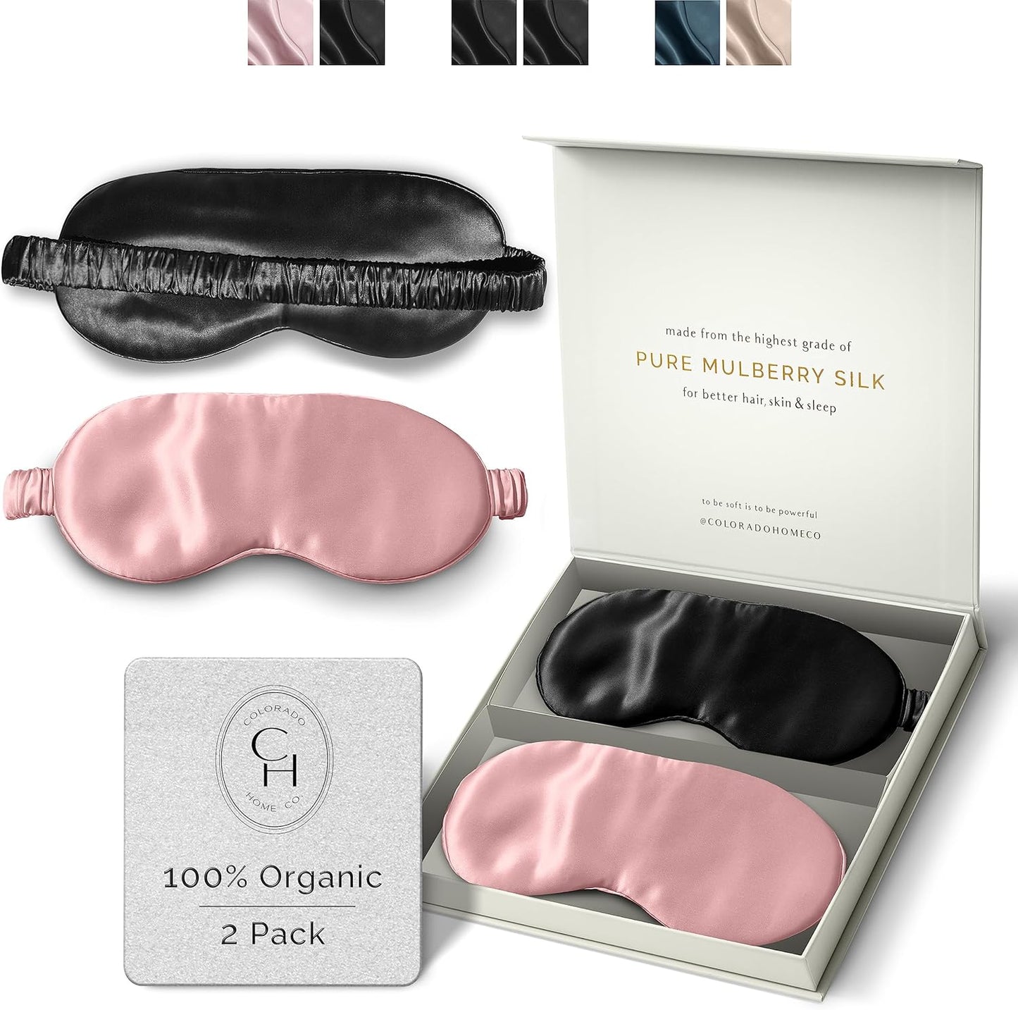 Silk Sleep Mask for Women and Men - Silk Eye Mask for Sleeping, Blindfold, Eye Covers, Pack of 2