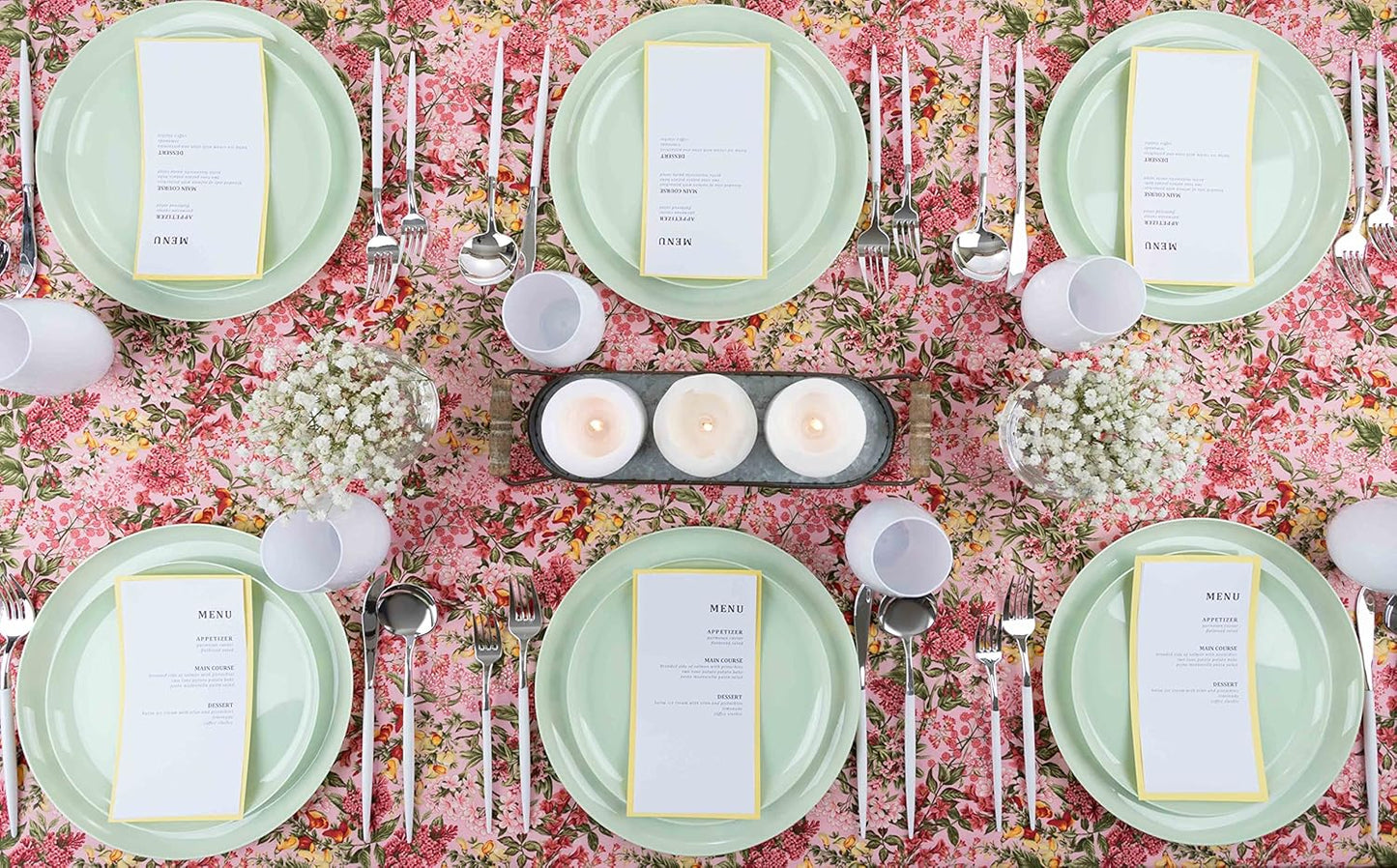 PLASTICPRO [30 Pack 6.3''] Mint Green Plastic Party Plates Edge Collection Premium heavyweight Elegant Disposable Tableware Dishes