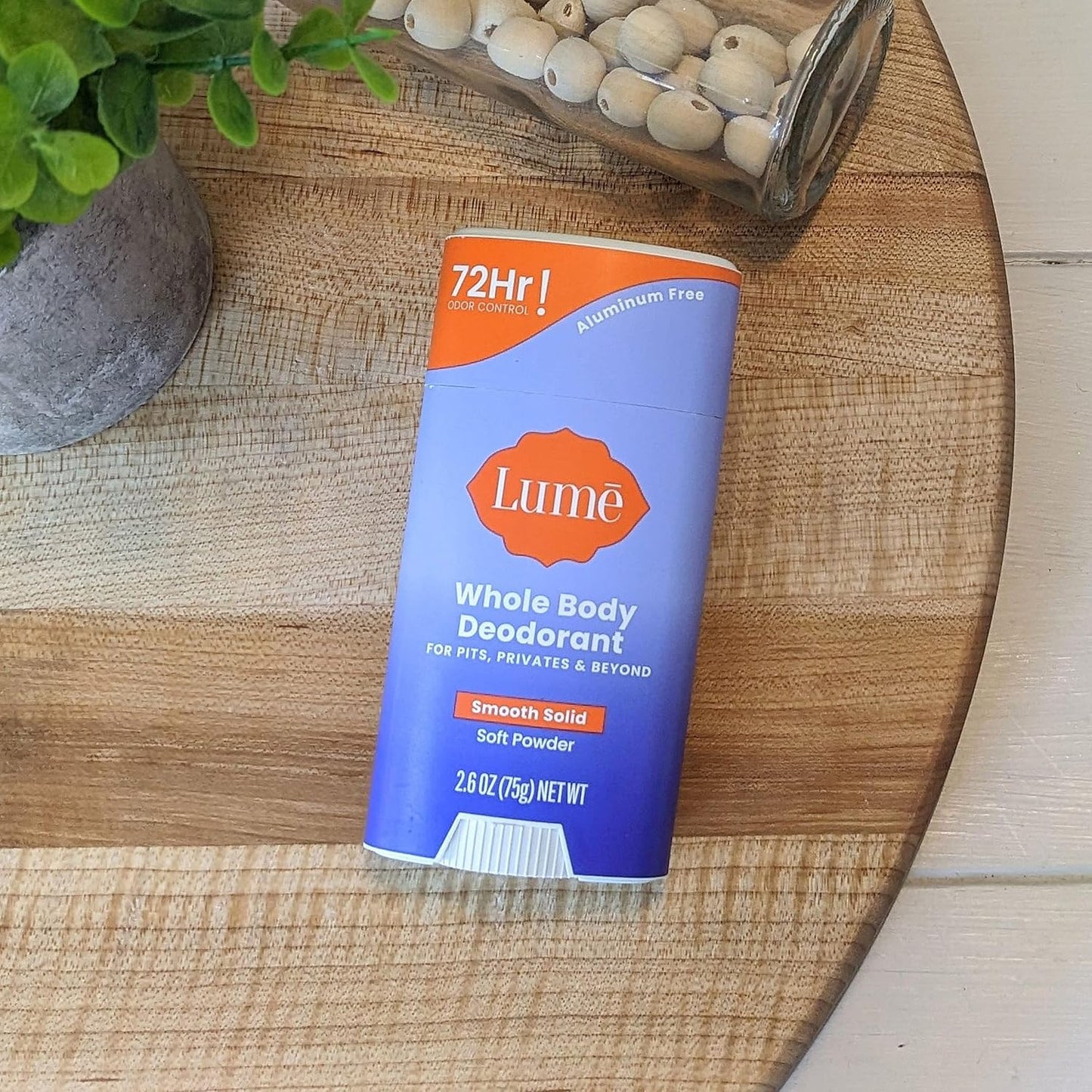 Lume Whole Body Deodorant - Smooth Solid Stick - 72 Hour Odor Control - Aluminum Free, Baking Soda Free and Skin Loving - 2.6 Ounce (Pack of 3) (Soft Powder)