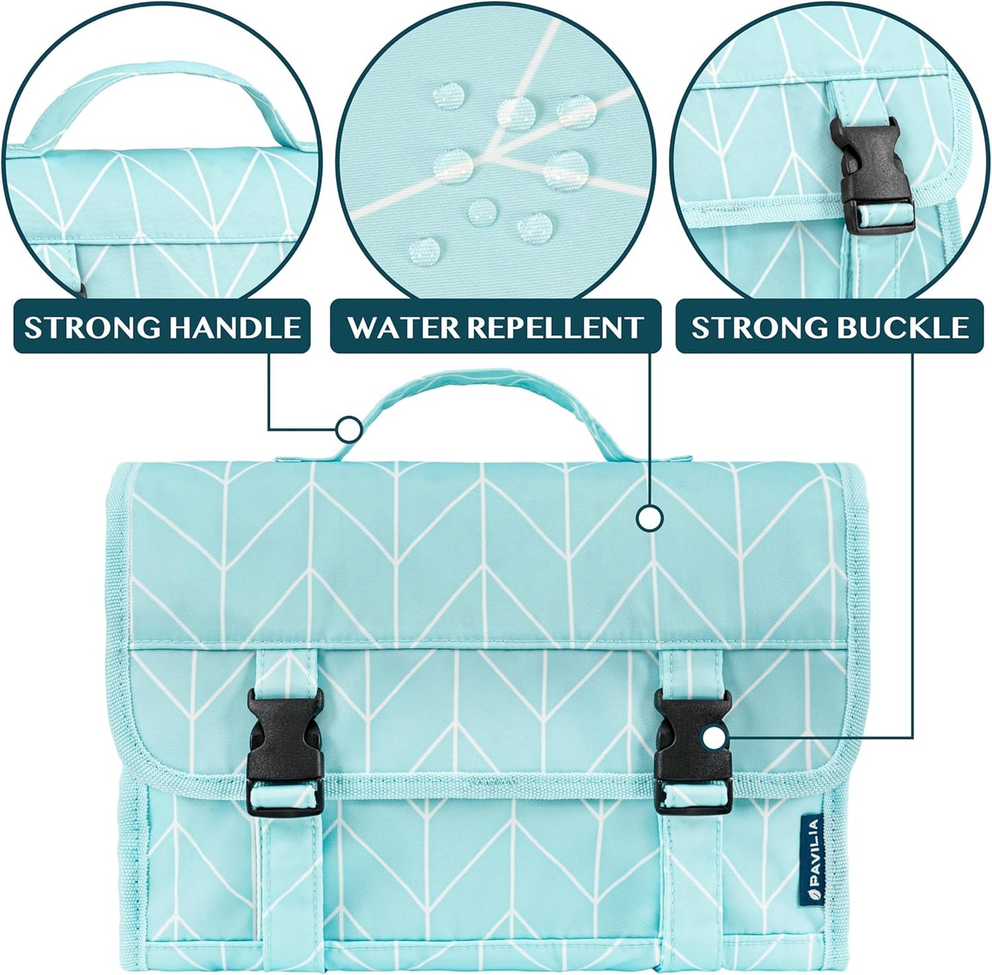 PAVILIA Travel Hanging Toiletry Bag for Women Men, Large Capacity Makeup Bag Kit, Waterproof Cosmetic Storage Organizer Case for Bathroom Shower