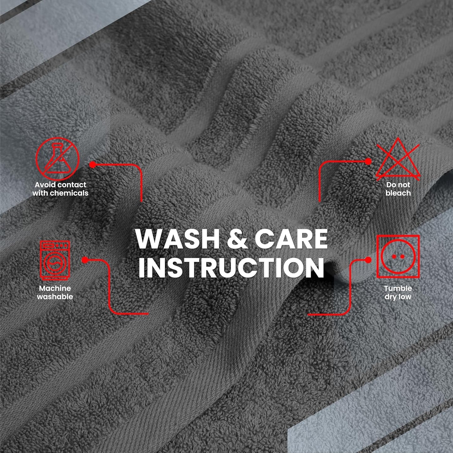 Infinitee Xclusives 100% Cotton Luxury Bath Towels Set of 2 (27x54 Inches) (Shadow Grey, Bath Towels - Pack 2)