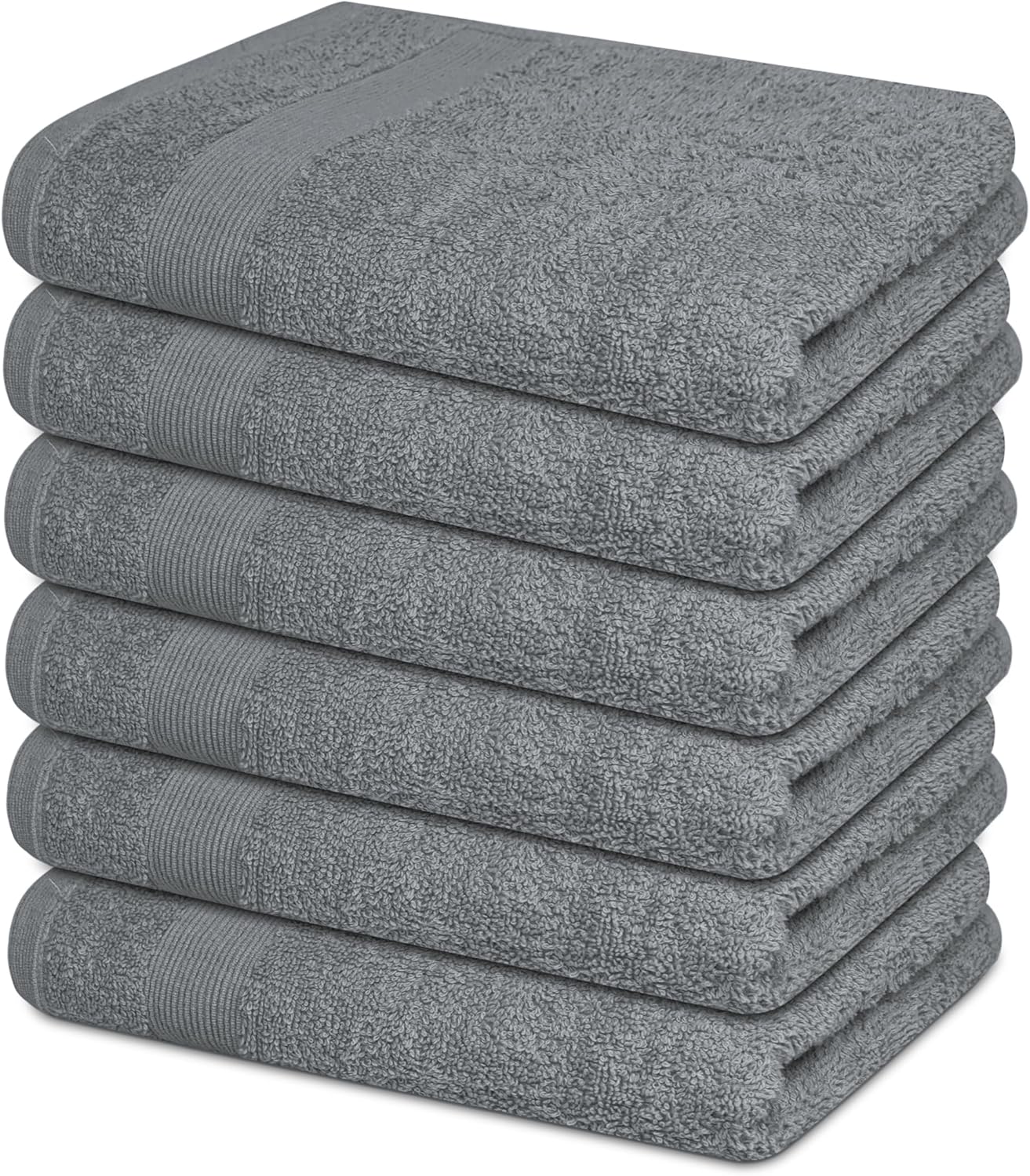 Premium Hand Towels Pack of 6 (16" x 30”) 100% Combed Ring Spun Cotton | Highly Absorbent Hand Towels Set | Ultra Soft for Home, Gym & Spa (Silver Grey)
