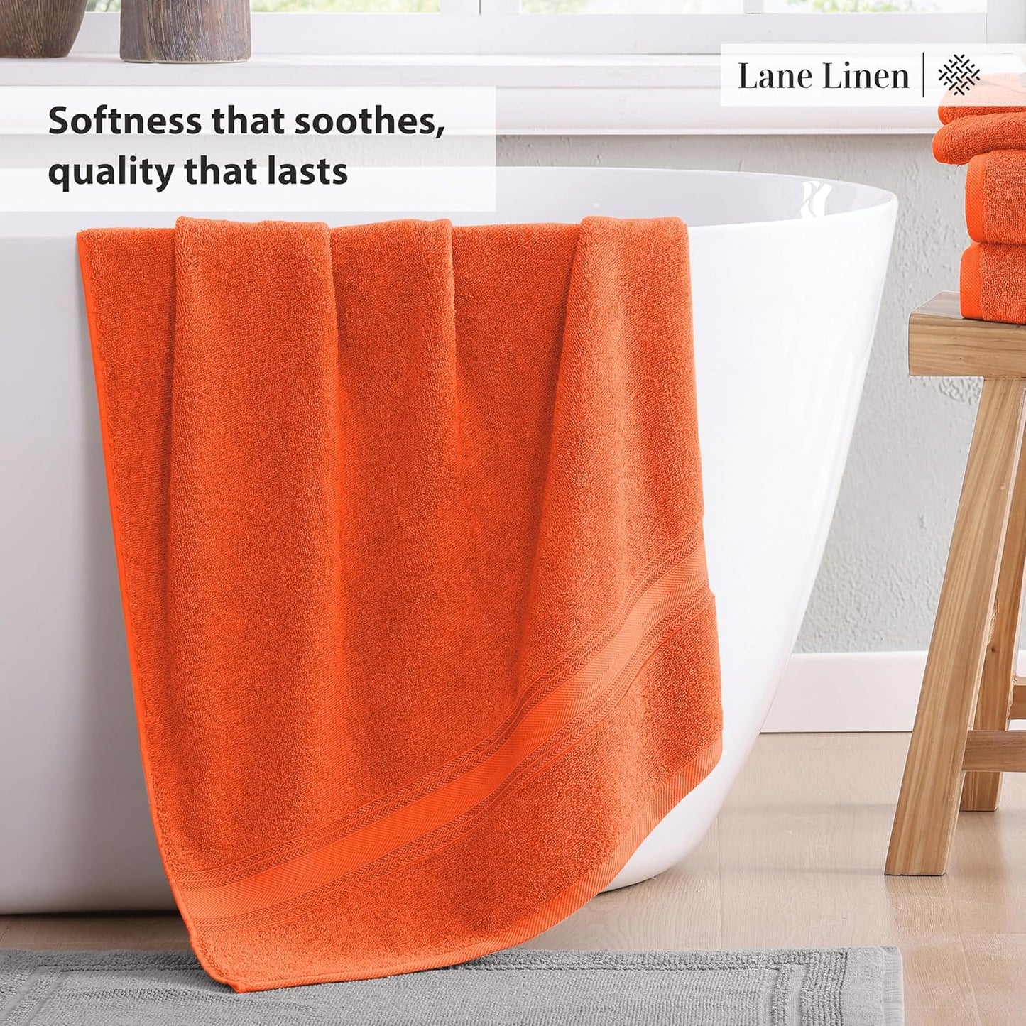 LANE LINEN Luxury Bath Towels Set - 3 Piece Set, 100% Cotton Bathroom Towel, Zero Twist, Quick Dry Absorbent Towels, Super Soft, 1 Bath Towel, 1 Hand Towel, 1 Wash Cloths - Tiger Lily