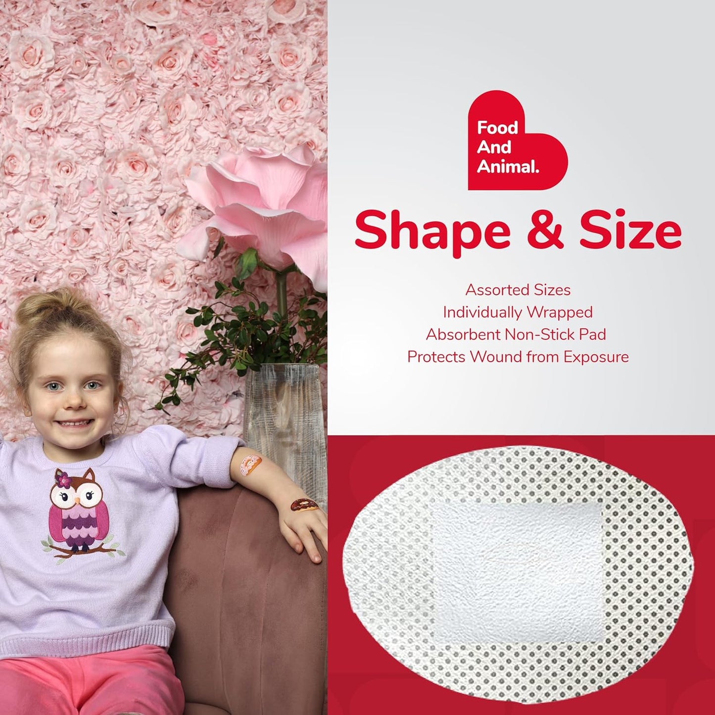 BioSwiss Kids Bandages, Assorted Animal, Fun, and Food Shaped Self Adhesive Bandage Set, Latex Free, Sterile Wound Care, 100 Count