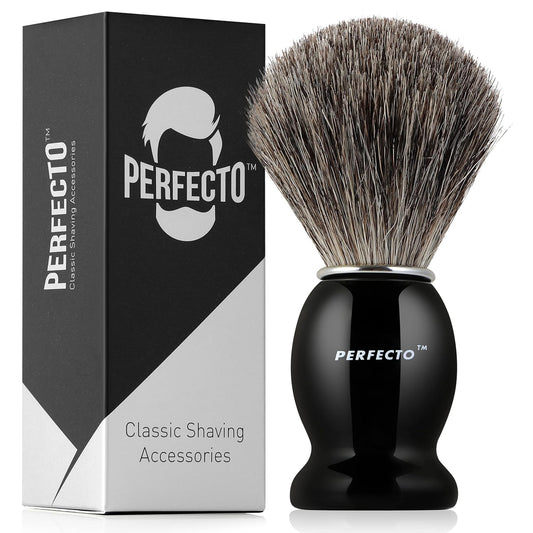 Perfecto Synthetic Bristles Shaving Brush For Men, Engineered for The Best Shave of Your Life. Shave Brush for Wet Shave for Safety Razor - Barbers Accessories, Gift For Him