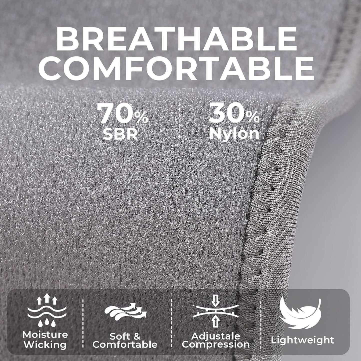 NeoTech Care Wrist Band - Elastic & Breathable Fabric - Adjustable Compression Strap - Men, Women, Right or Left - Support Wrap for Protection or Sports (Gray Color, Size L, 1 Pair)