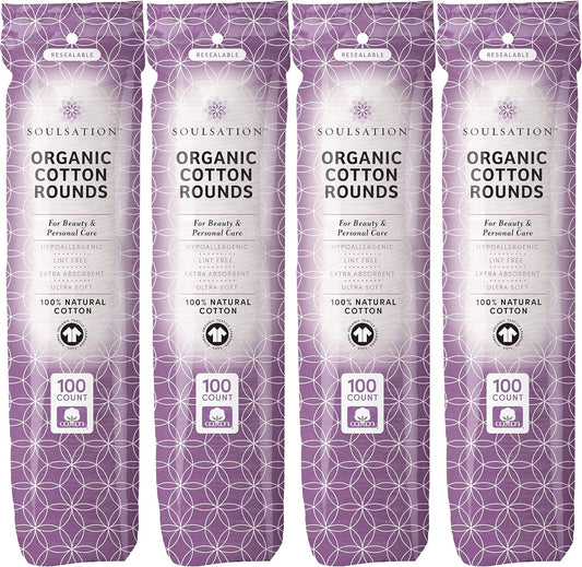 Organic Cotton Rounds, 400 Count - Makeup Remover Pads for Face, Lint-Free