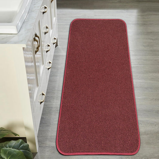 Bath Mat,Ultra Thin Bathroom Runner Rugs,Large Bath Mats for Bathroom,Quick Dry,Non-Slip,Machine Washable,Low Pile,Bath Rug,Shower Outside,Sink,Home Decor Accessories.Red,2'x5'（24x60inch）