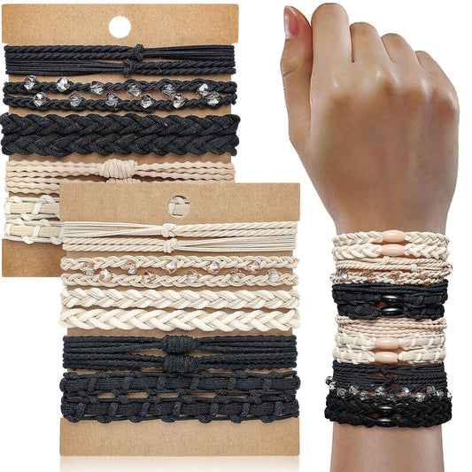 Boho Hair Tie Bracelets - Elastic Bands for Women's Ponytails, Daily Life, Sports, and Work (20pcs)