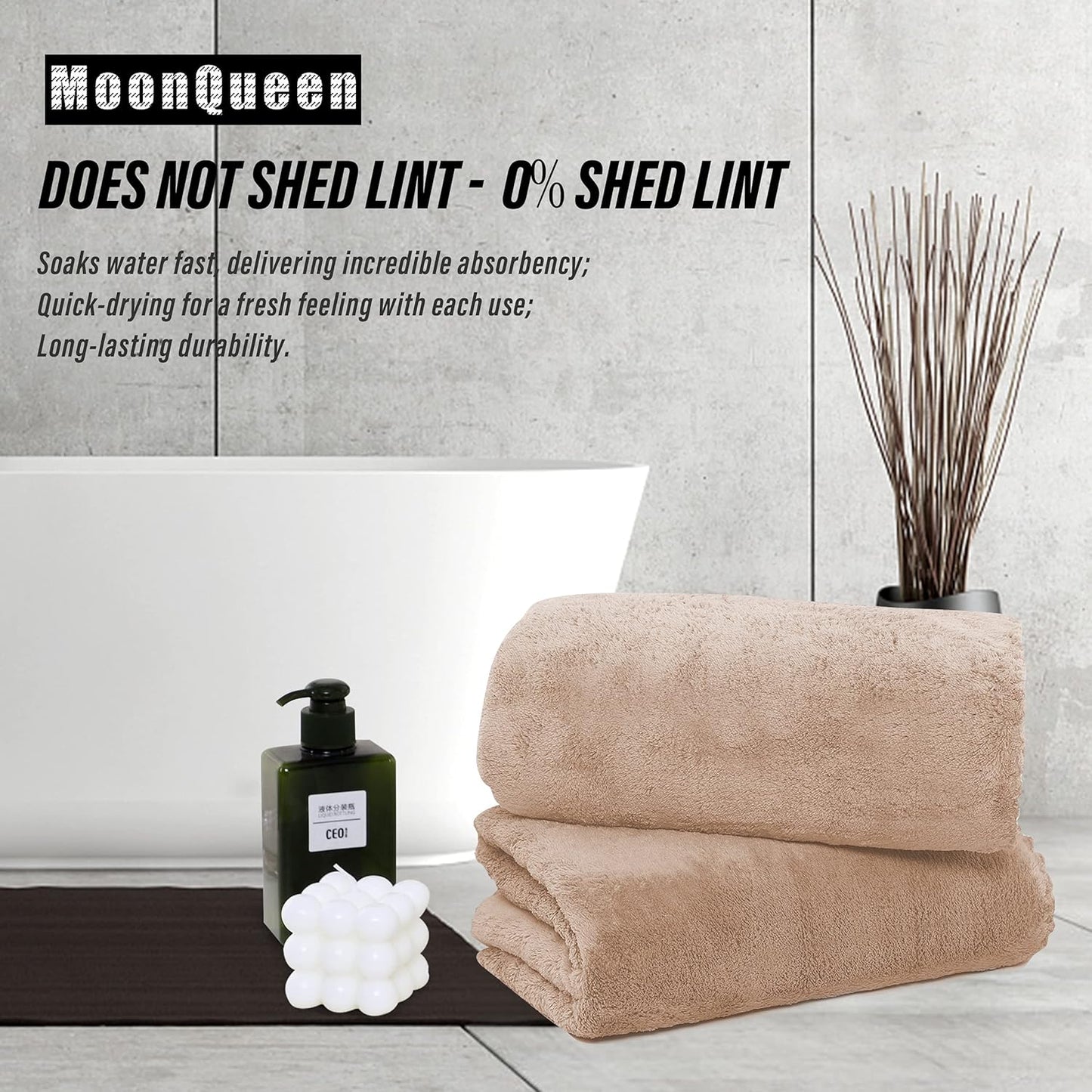 MOONQUEEN 6 Pack Premium Bath Towel Set - Quick Drying - Microfiber Coral Velvet Highly Absorbent Towels - Multipurpose Use as Bath Fitness, Bathroom, Shower, Sports, Yoga Towel (Brown)