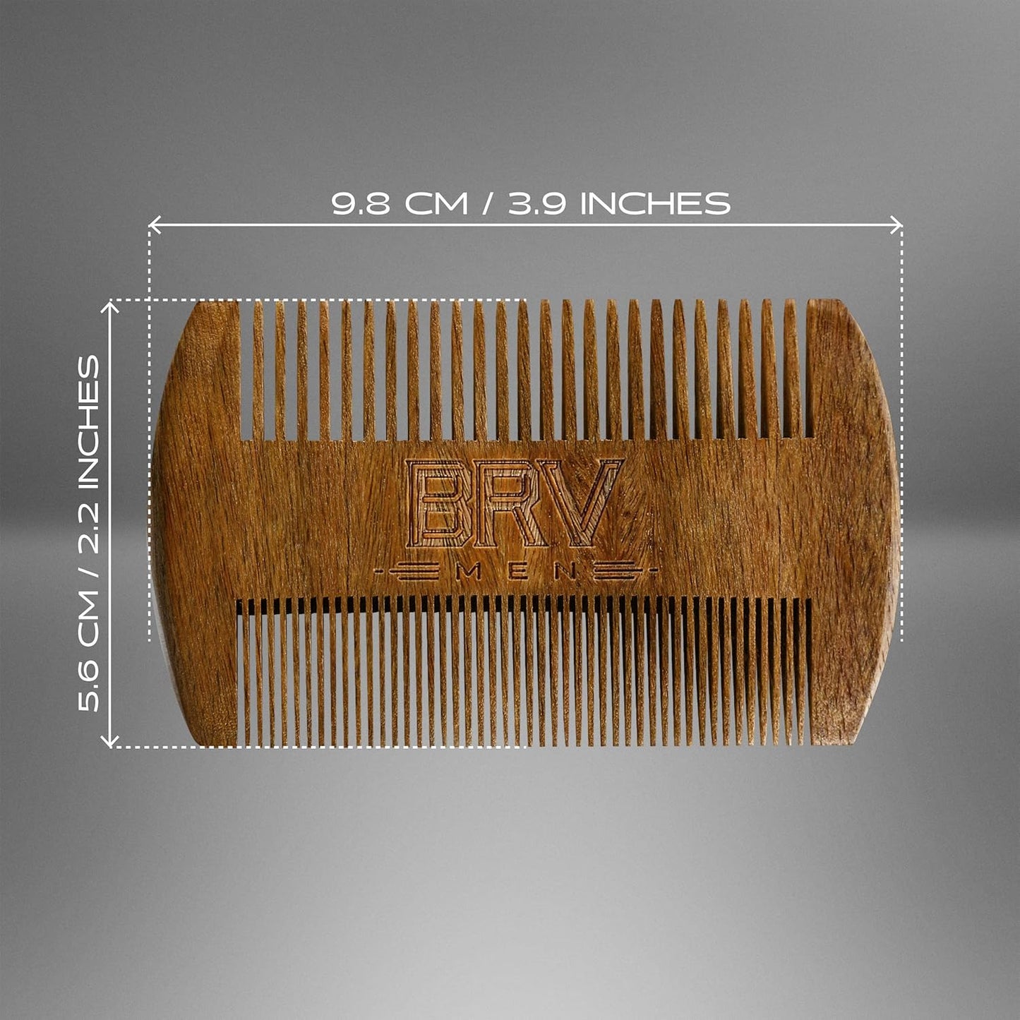 BRV MEN Beard & Mustache Comb, 100% Natural Green Sandalwood, Pocket Beard Comb with Carry Case, Wooden Beard Comb for Men For All Types and Styles of Hair & Beard