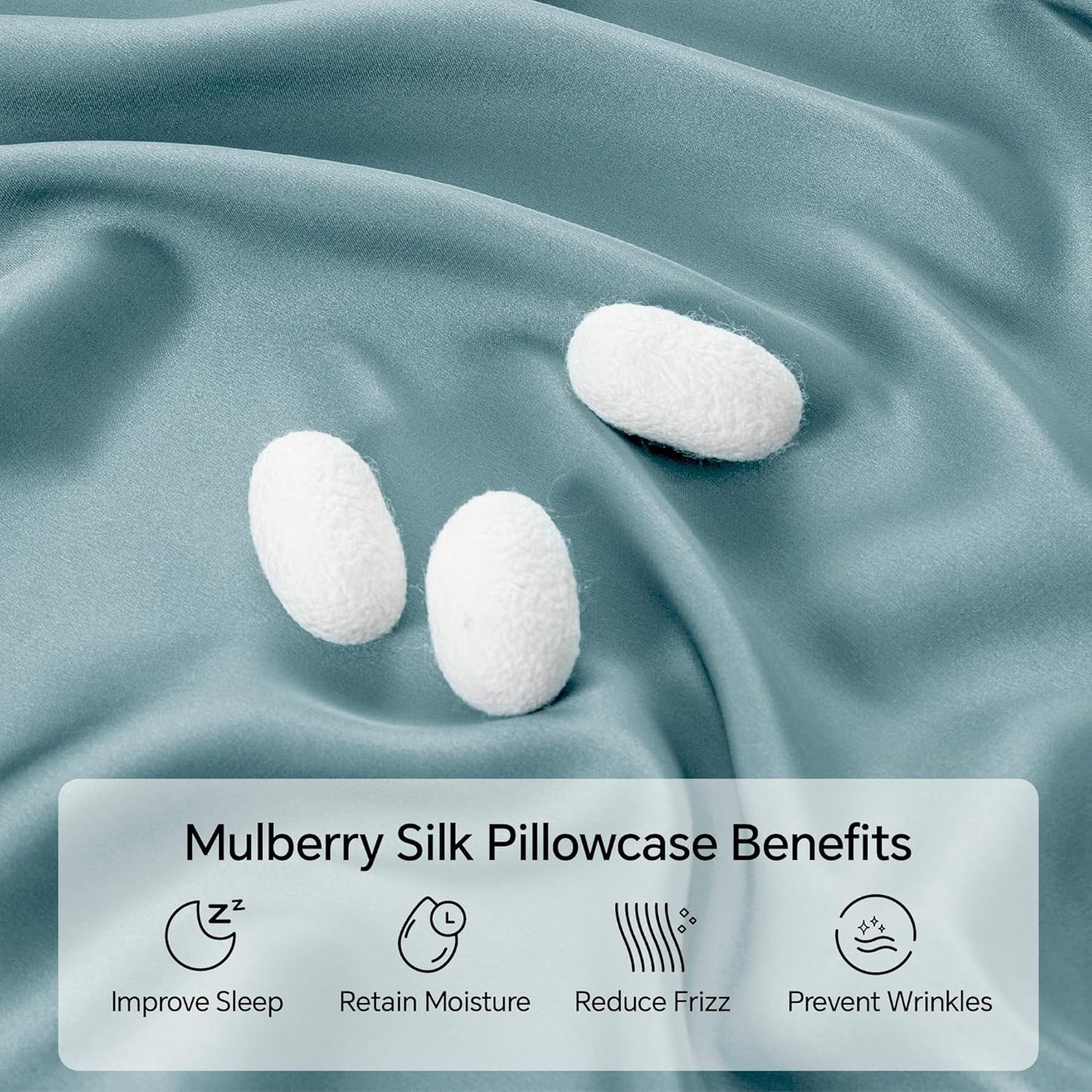 INFIIXSO Mulberry Silk Pillow Case King Size, Silk Pillowcase with Hidden Zipper 20"x36", Extraordinary Smooth and Soft Pillow Cases for Hair and Skin(Haze Blue, 1 Pack)
