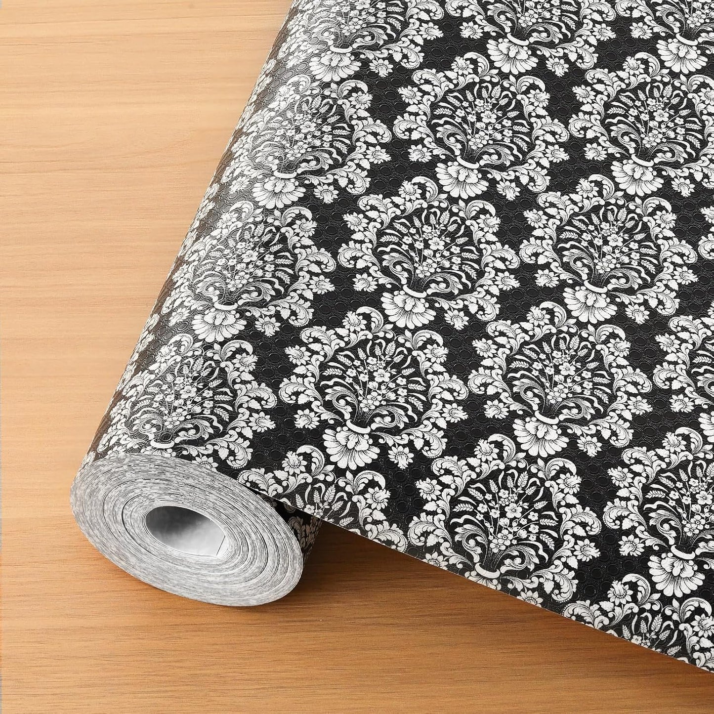 Cooyes Shelf and Drawer Liners for Kitchen Cabinets, Non-Adhesive Cabinet Liners, EVA Waterproof Durable Shelf Paper for Refrigerator, Shelves, Cupboard with European Pattern, Easy to Cut