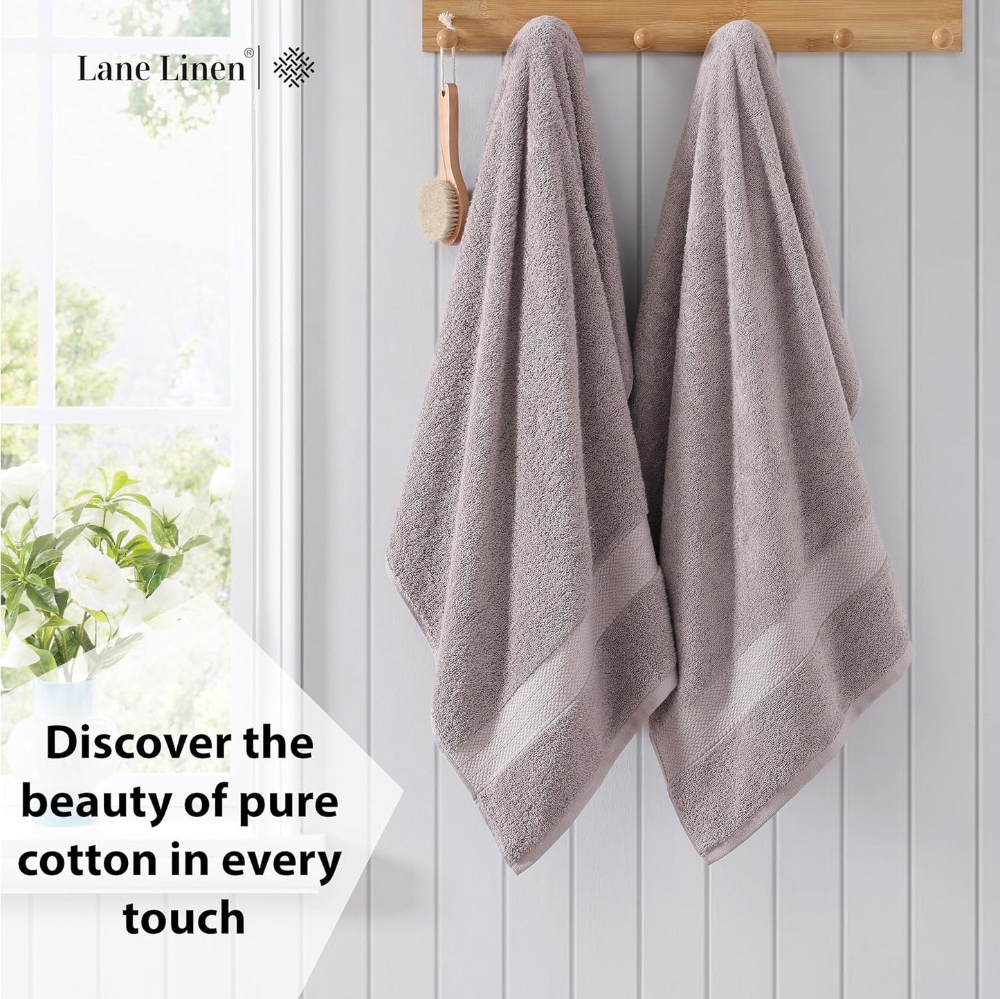 LANE LINEN 100% Cotton 2 Pack Bath Sheets (35"x66") - Ring Spun, Extra Large Cotton Bath Towels Set - Quick Dry, Soft & Absorbent Oversized Towel Set - Remains Soft After Multiple Washes - Platinum