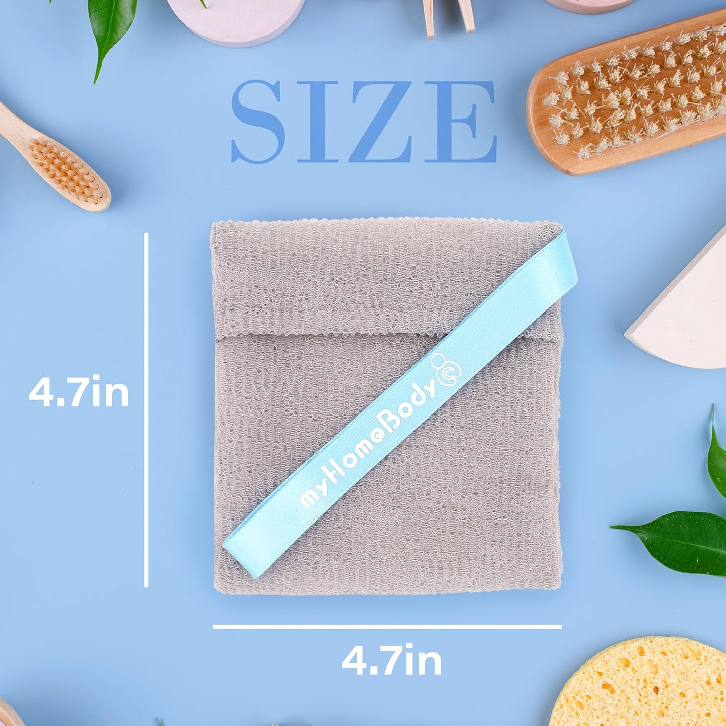 myHomeBody Soap Pocket Squares Exfoliating Pouch, Body Scrubber, Exfoliator Sponge for Bath or Shower, or Leftover Bits Saver, White Smoke, 3 Pack + 2 Lift Pads