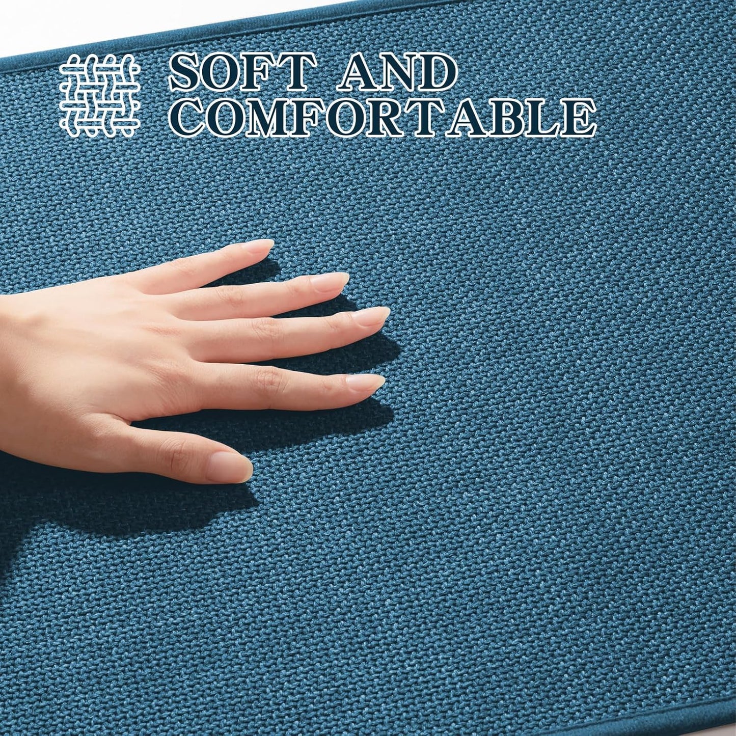 chakme Bathroom Rugs Mat 32x17, Ultra Thin Non Slip Bath Mat Quick Dry Absorbent Bath Mat for Bathroom Floor, (Dark Blue, 32"x17")