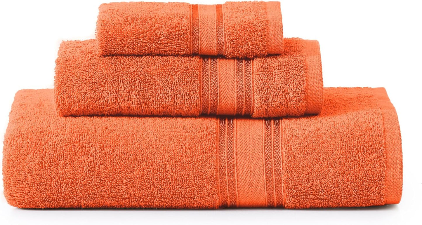 LANE LINEN Luxury Bath Towels Set - 3 Piece Set, 100% Cotton Bathroom Towel, Zero Twist, Quick Dry Absorbent Towels, Super Soft, 1 Bath Towel, 1 Hand Towel, 1 Wash Cloths - Tiger Lily