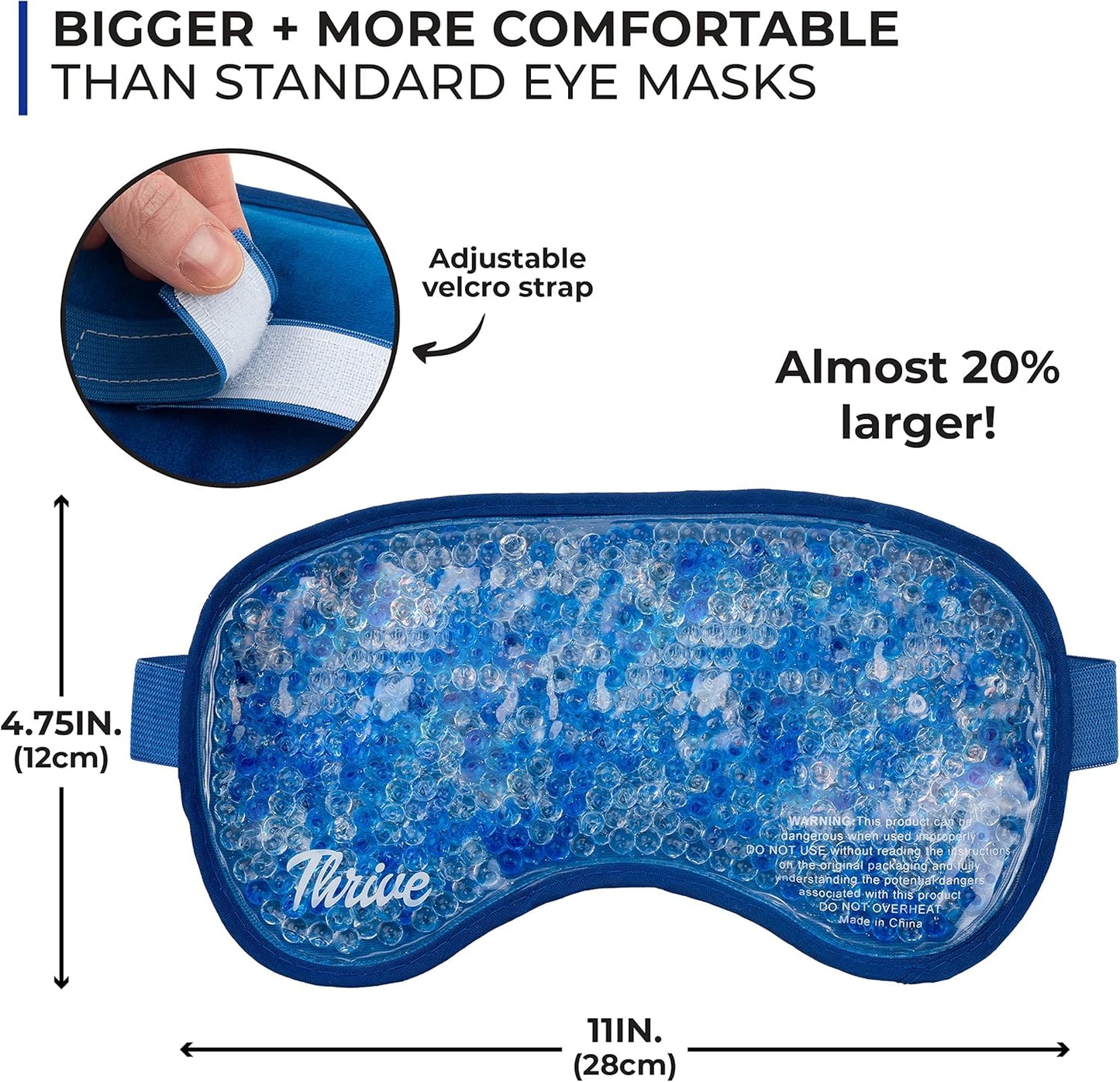 Thrive Eye Care Gel Bead Eye Mask Hot & Cold - Azure, 1 Count - Reusable Sleep Mask & Puffiness Relief - Cold Compress & Warm Wrap for Migraines, Dryness & Dark Circles