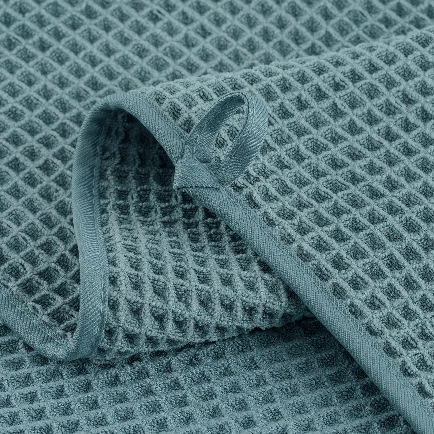 New Microfiber Waffle Bath Towels, 2 Pieces, Oversized, Soft, Absorbent, Fast Drying, Lint Free (Green)