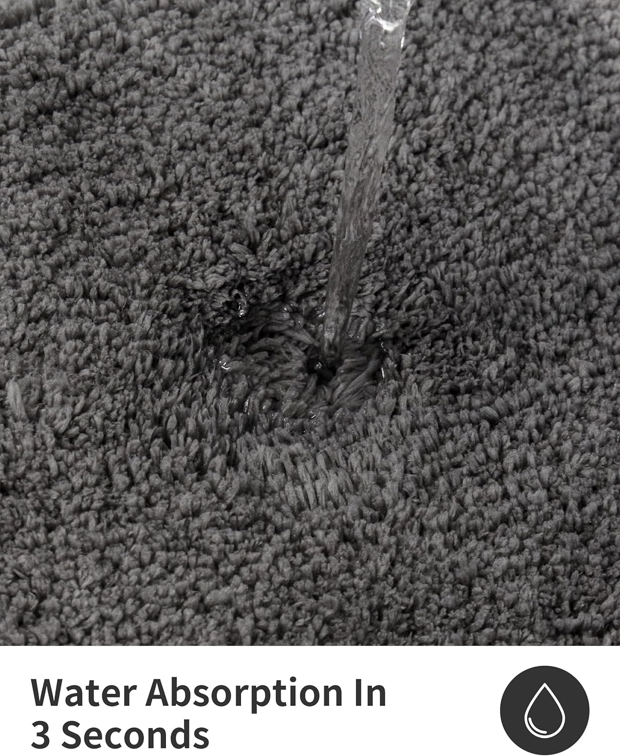 ILANGO Dark Gray Bathroom Rugs 48" × 24" Non Slip & Super Absorbent Extra Thick Soft, Washable Bath Mat for Floor, Microfiber Plush Shaggy Bath Rug with Rubber for Bathtub Shower Room Sink