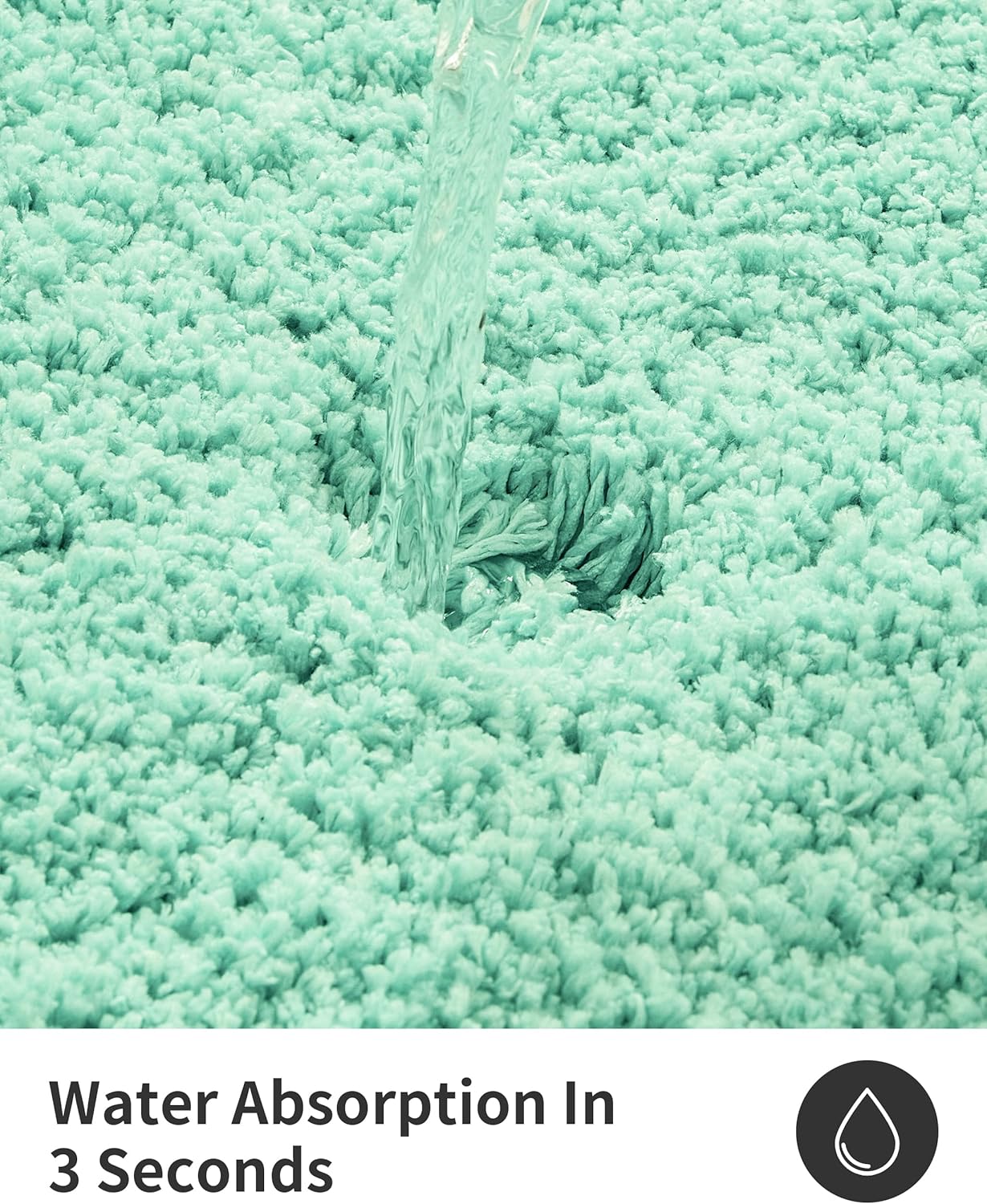 ILANGO Spa Blue Toilet Rugs U Shaped 22" × 24" Non Slip & Super Absorbent Extra Thick Soft, Washable Bath Mats for Bathroom Floor, Microfiber Plush Shaggy Contour Bath Rugs for Toilet,Dry Quick