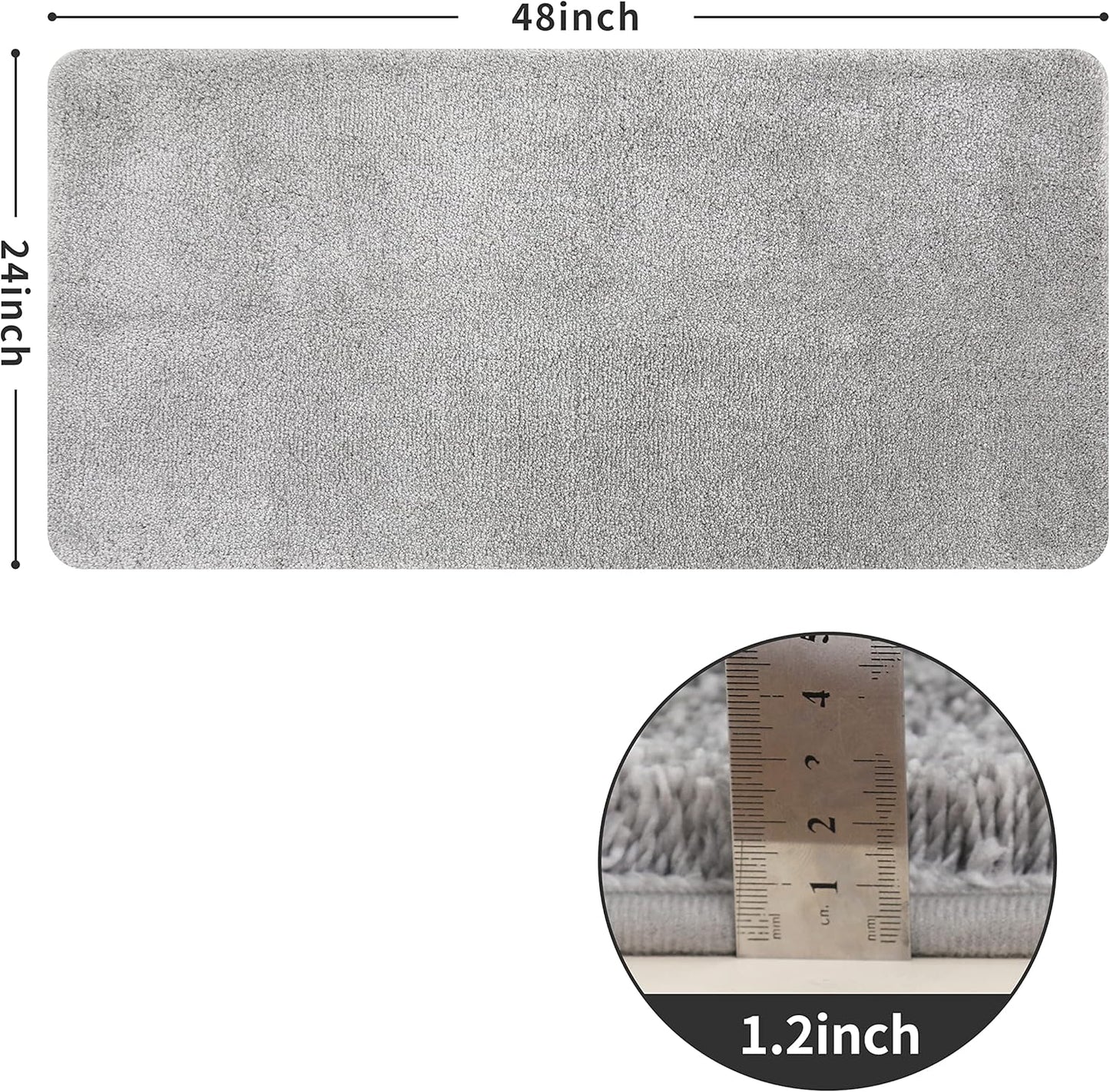 COSY HOMEER Bath Rugs for Bathroom Extra Thick - Anti-Slip Bath Mats Soft Plush Yarn Shaggy 100% Strong Mirco Polyeste Mat Living Room Bedroom Mat Floor Water Absorbent(Grey,24x48 - Inches)