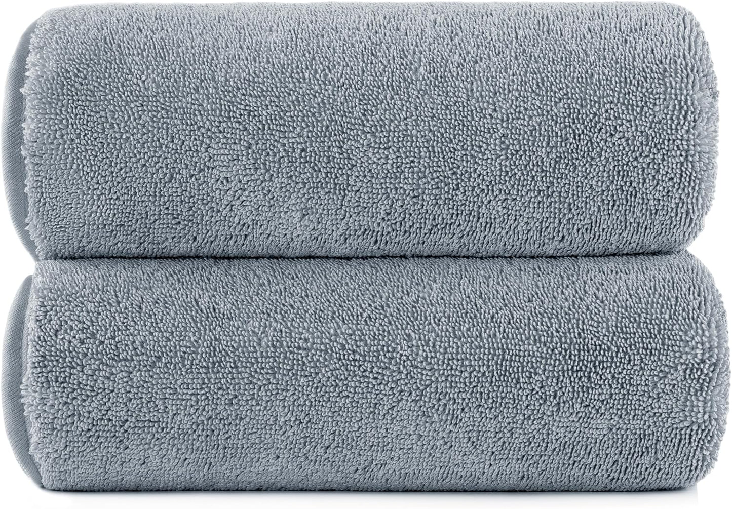 POLYTE Ring Spun Microfiber Oversize Quick Dry Lint Free Bath Towel, 60 x 30 in, Pack of 2 (Gray)