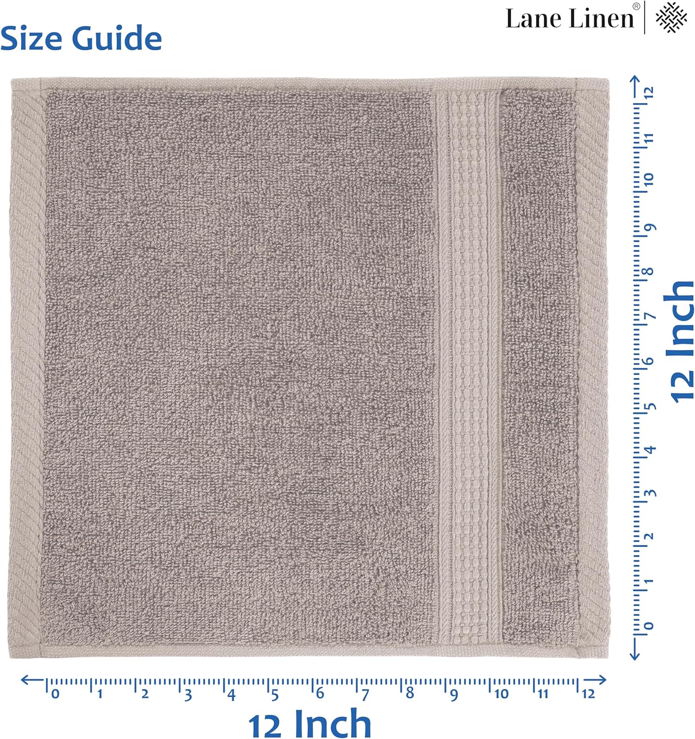 LANE LINEN 100% Cotton Wash Cloths - 24 Pcs - Spa & Salon Quality - Ring Spun Cotton Face Cloths - Soft & Absorbent Washcloths for Body, Beauty, Home, Gym - Fingertip Towels Set - 13"x13", Platinum