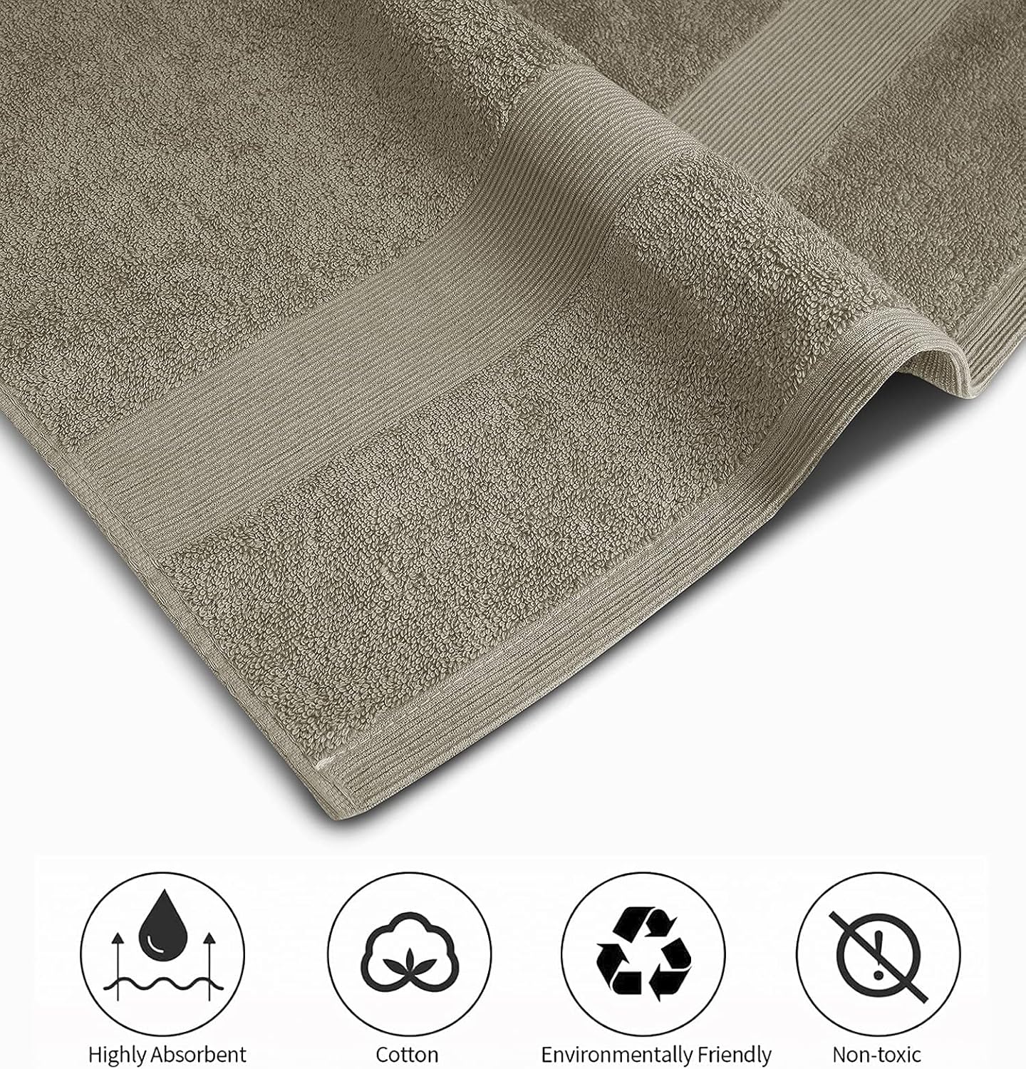 Softolle Luxury Bath Towels Set of 4 (27” x 54”) | Towels for Bathroom | Super Soft | Highly Absorbent Towels for Home, Spa, Gym (Taupe)
