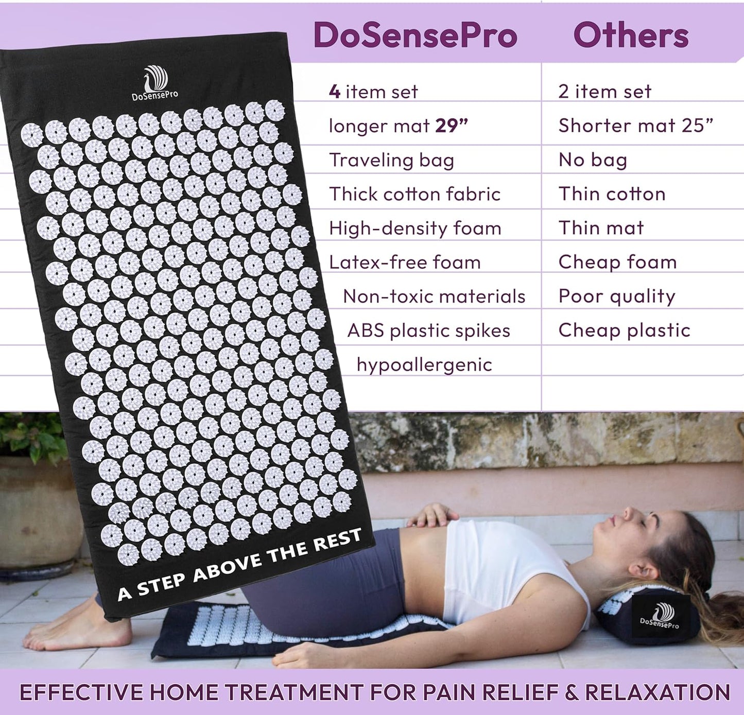 Acupressure Mat & Pillow Set - Acupressure Therapy for Back and Neck Pain Relief, Sciatica, and Pressure Point Aches Ideal Acupuncture Mat for Sleeping Aid & Recovery