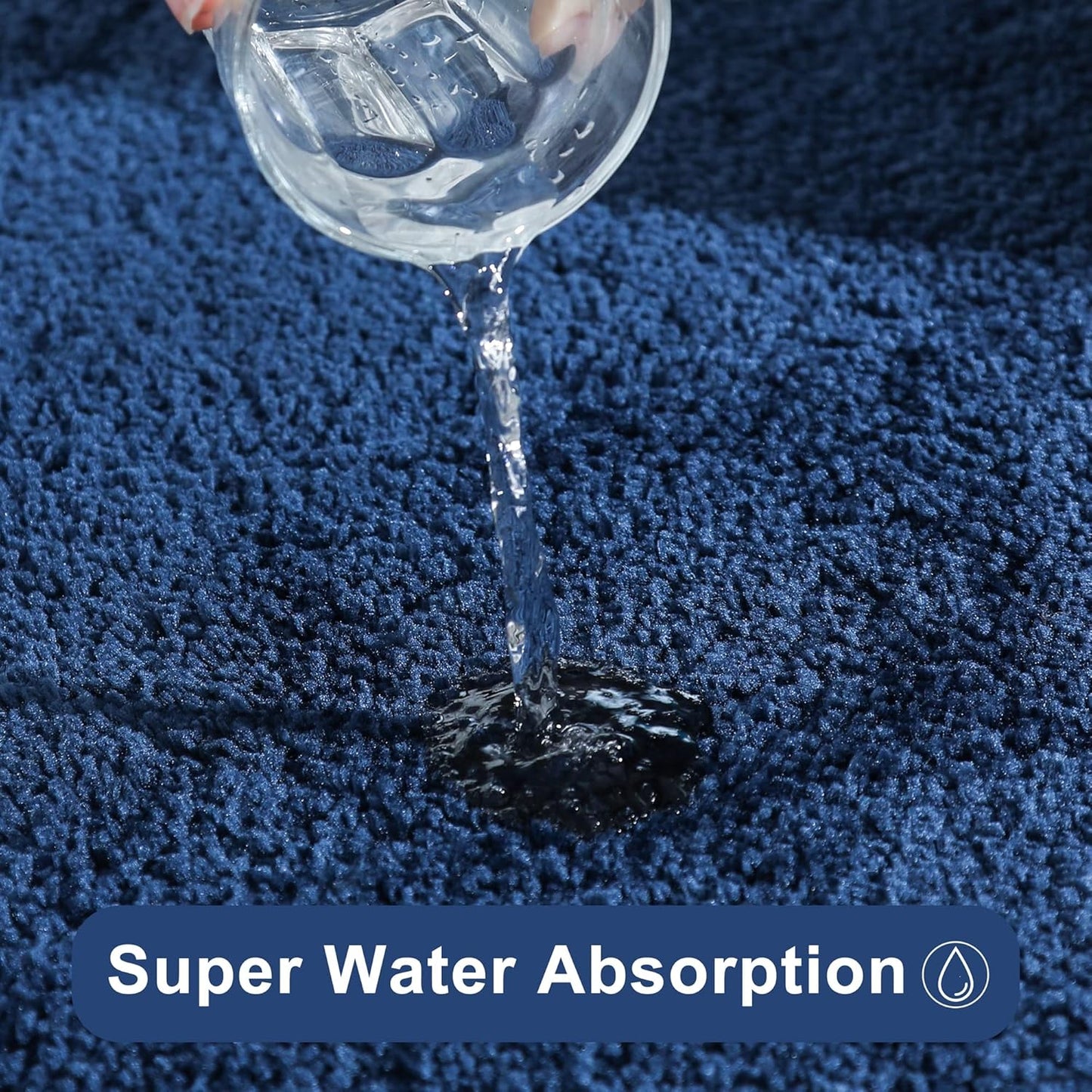 COSY HOMEER Extra Thick Bath Rugs for Bathroom - Anti-Slip Bath Mats Soft Plush Yarn Shaggy 100% Strong Mirco Polyeste Mat Living Room Bedroom Mat Floor Water Absorbent(Navy,16x24 - Inches)