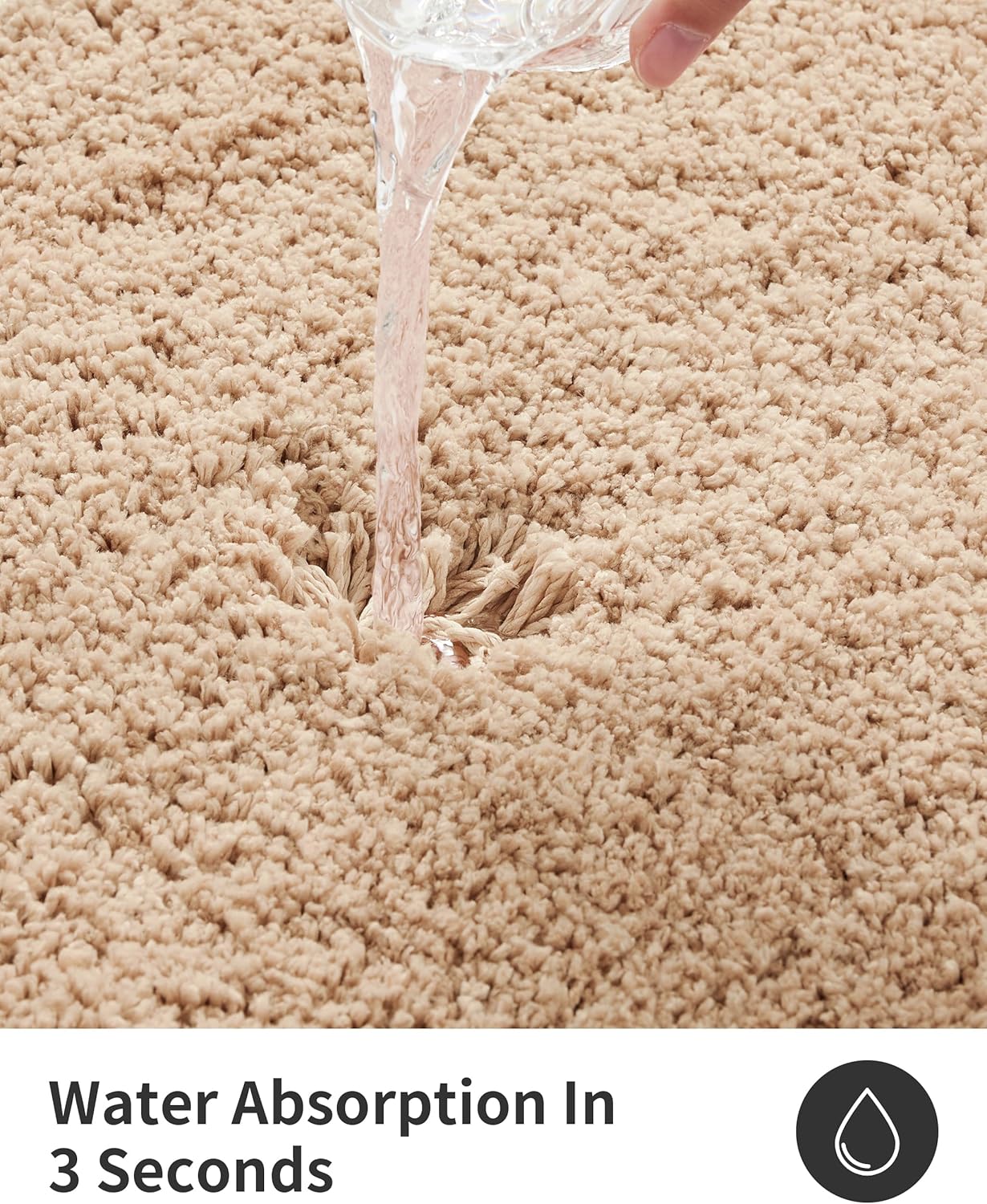 ILANGO Beige Toilet Rugs U Shaped 22" × 24" Non Slip & Super Absorbent Extra Thick Soft, Washable Bath Mats for Bathroom Floor, Microfiber Plush Shaggy Contour Bath Rugs for Toilet,Dry Quick