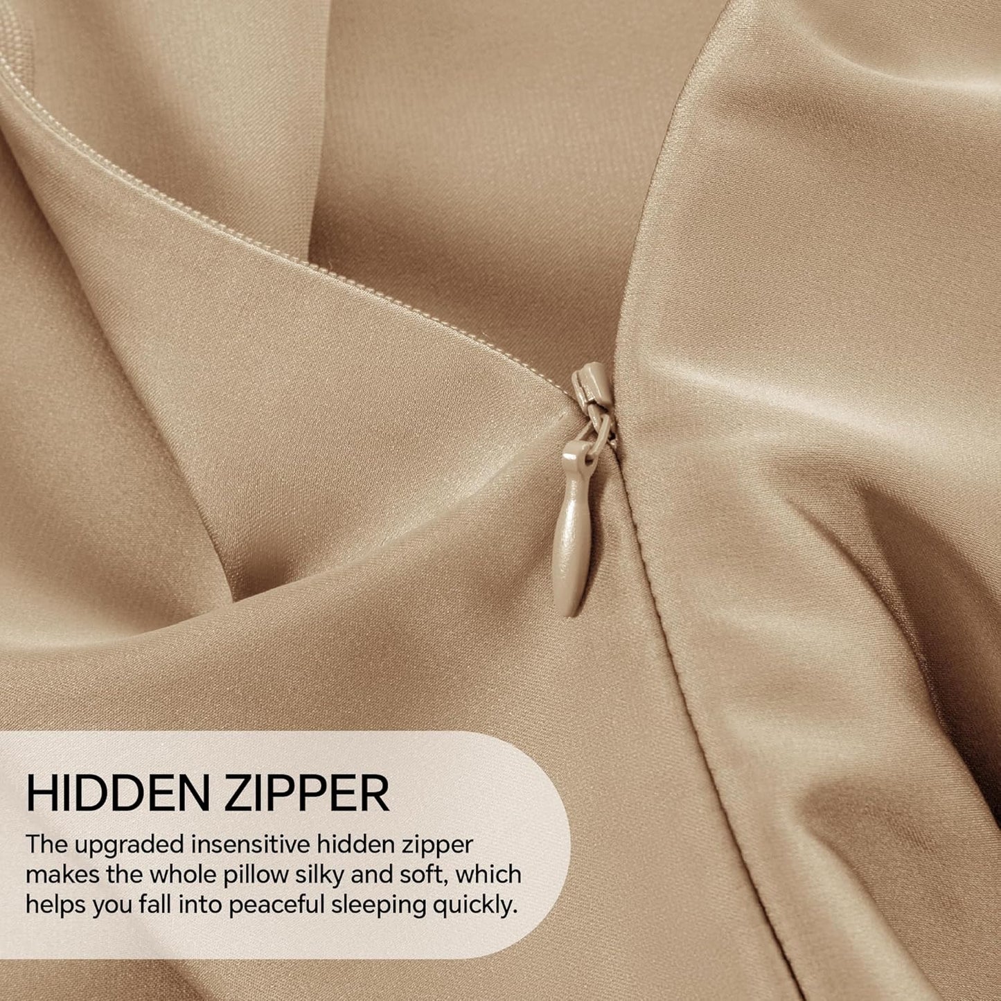 INFIIXSO Mulberry Silk Pillow Case King Size, Silk Pillowcase with Hidden Zipper 20"x36", Extraordinary Smooth and Soft Pillow Cases for Hair and Skin(Champagne, 1 Pack)