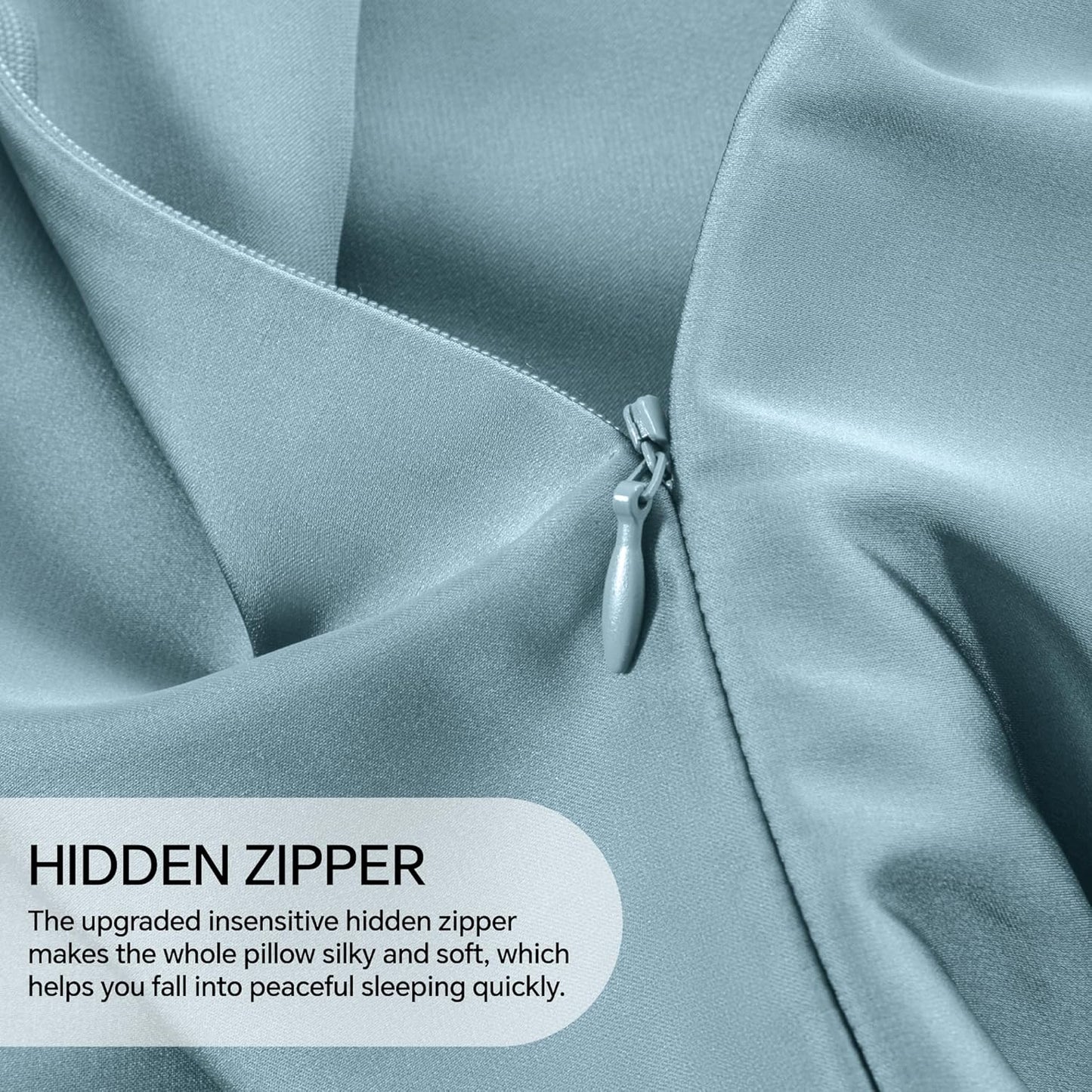 INFIIXSO Mulberry Silk Pillow Cases King Size Set of 2, Silk Pillowcase with Hidden Zipper 20"x36", Extraordinary Smooth and Soft Pillow Case for Hair and Skin(Airy Blue, 2 Pack)