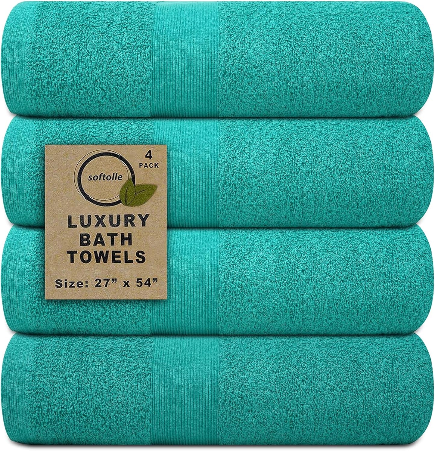 Softolle Luxury Bath Towels Set of 4 (27” x 54”) | Towels for Bathroom | Super Soft | Highly Absorbent Towels for Home, Spa, Gym (Teal)