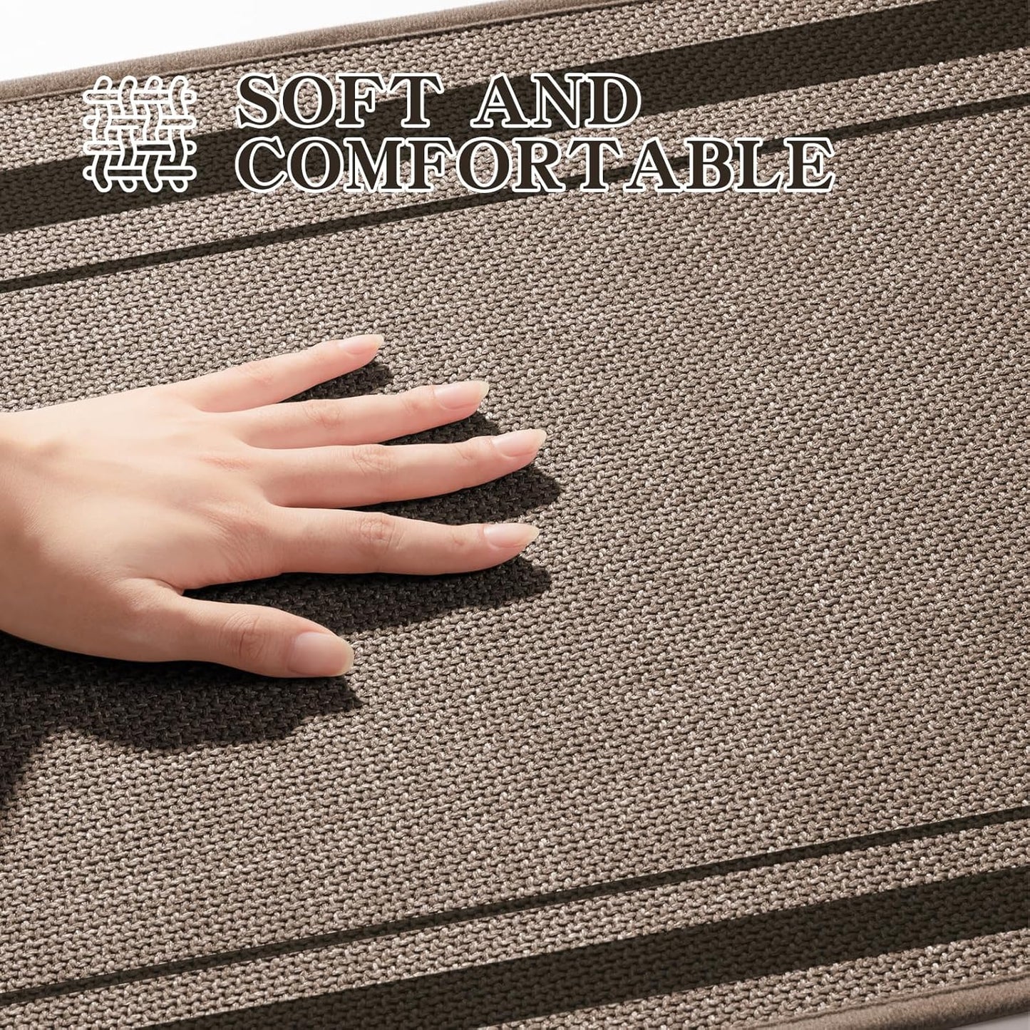 chakme Bathroom Rugs Mat 24x17, Ultra Thin Non Slip Bath Mat Small Quick Dry Absorbent Bath Mat for Bathroom Floor, (Dark Beige, 24"x17")