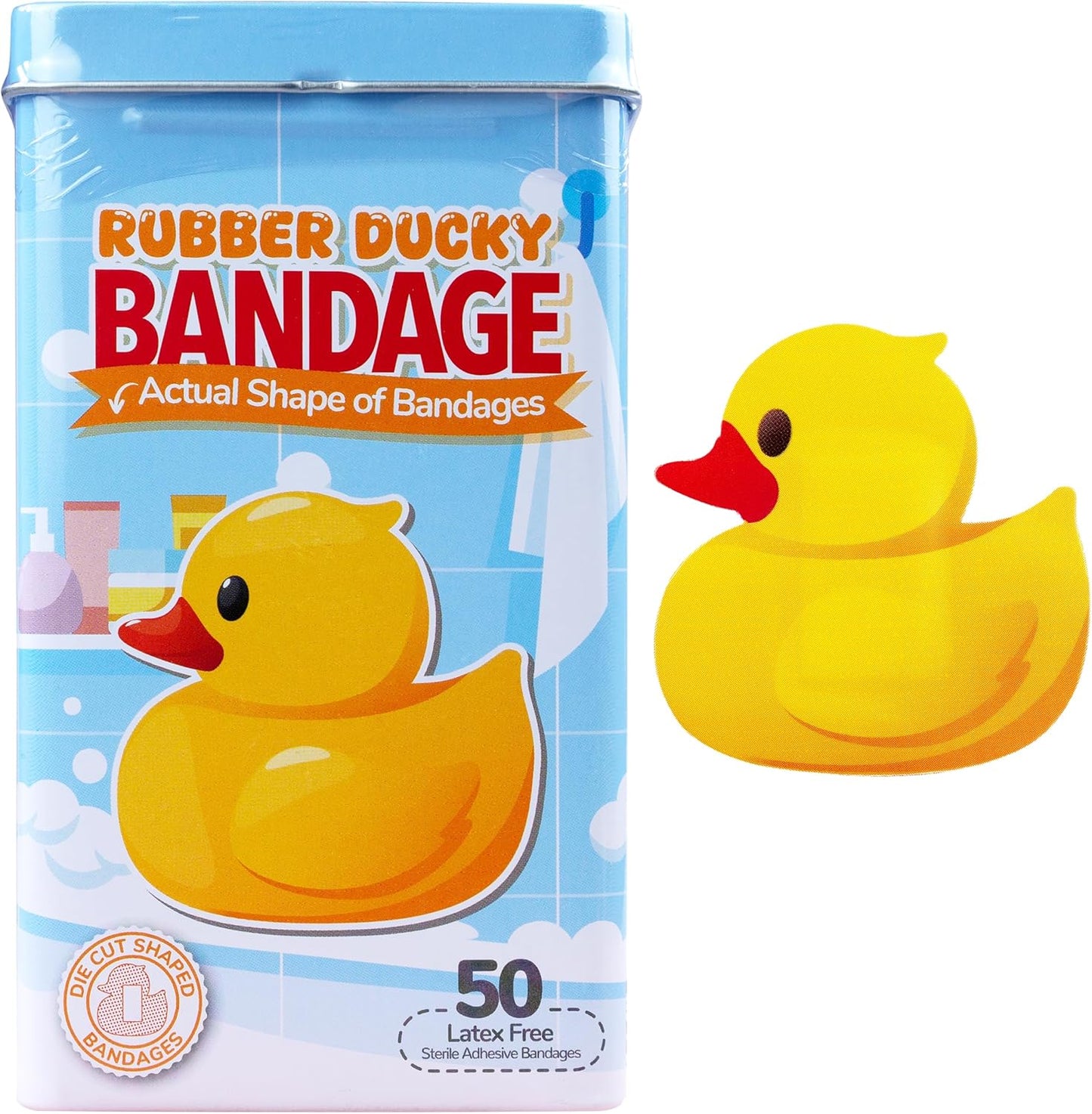 BioSwiss Kids Bandages, Rubber Ducky Shaped Self Adhesive Bandage, Latex Free, Sterile Wound Care, 50 Count
